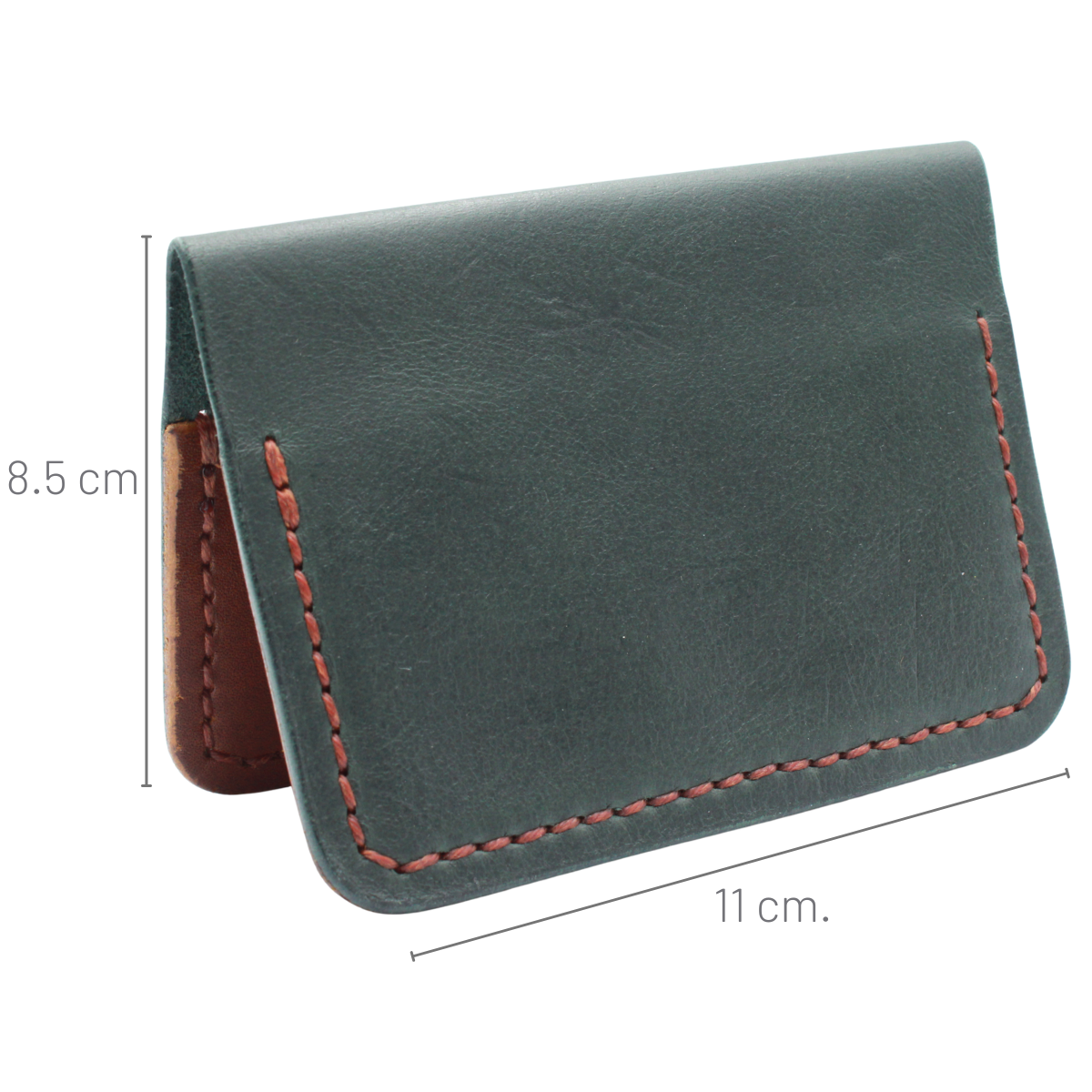 Tarjetero Plegable Cartera Hecho a Mano Piel Genuina Res