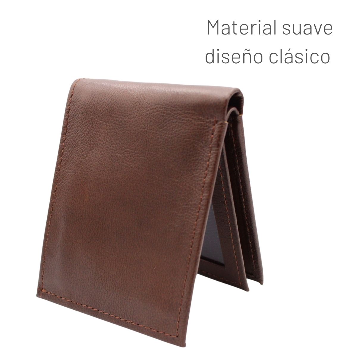 Cartera Hombre Piel Genuina Bifold Compartimento Secreto Interiores en Tela