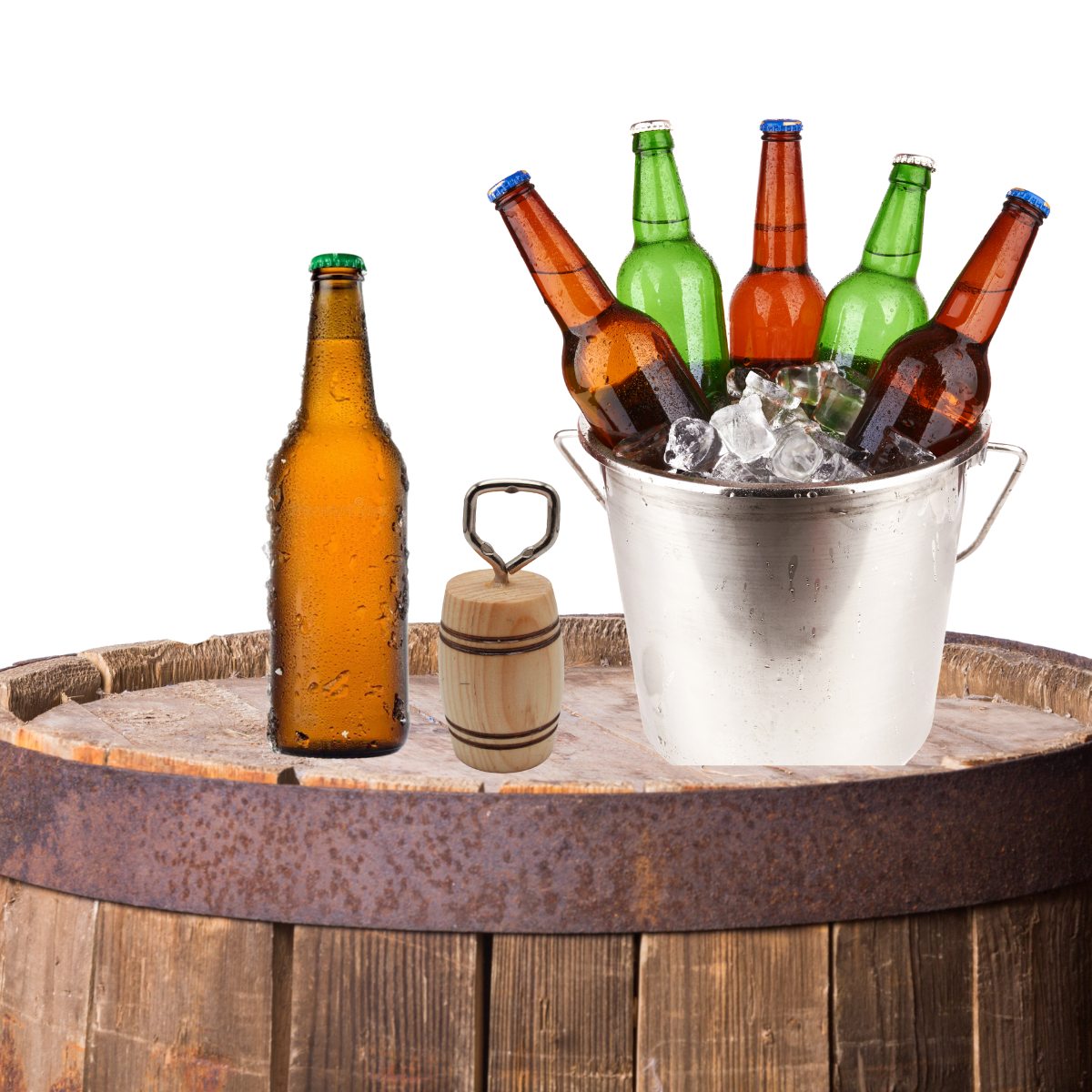 Tequilero Salero Destapador Set Barrilito Madera Artesanal Decorativo