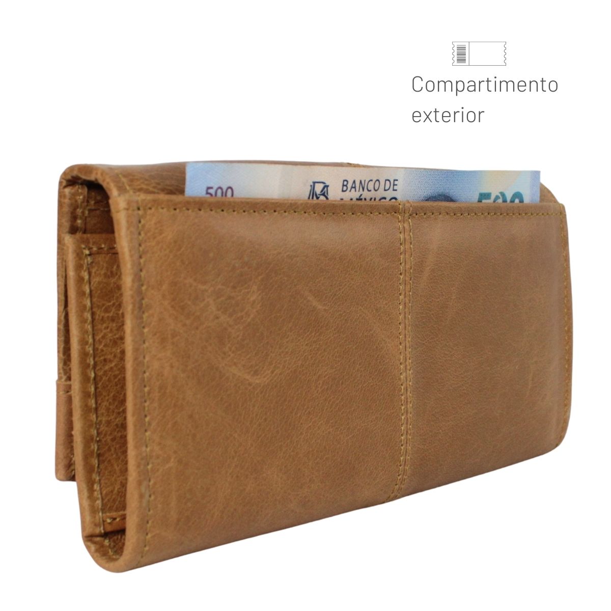 Cartera Mujer Piel Genuina Amplia Interiores en Piel