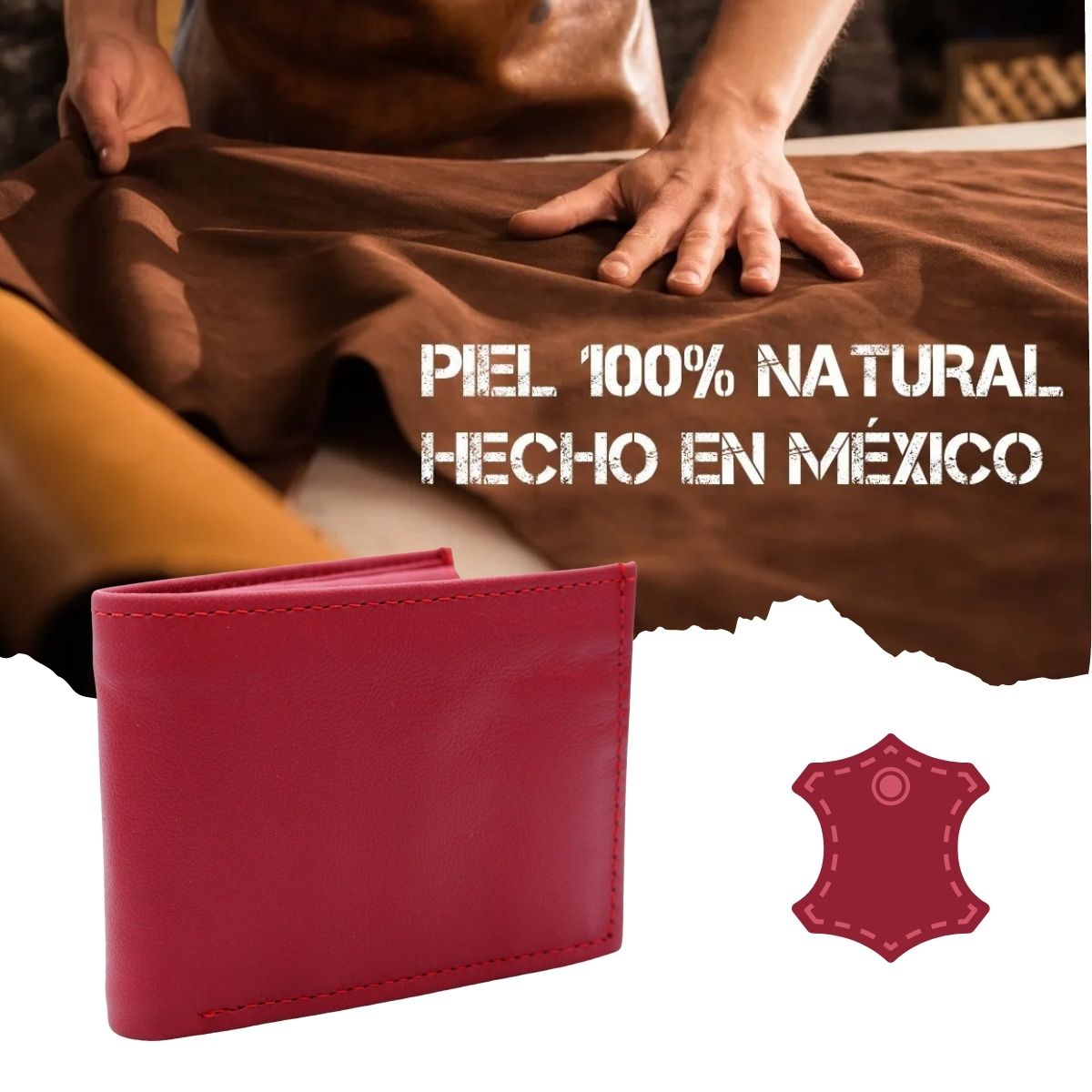 Cartera Hombre Piel Genuina Monedero Interiores en Piel