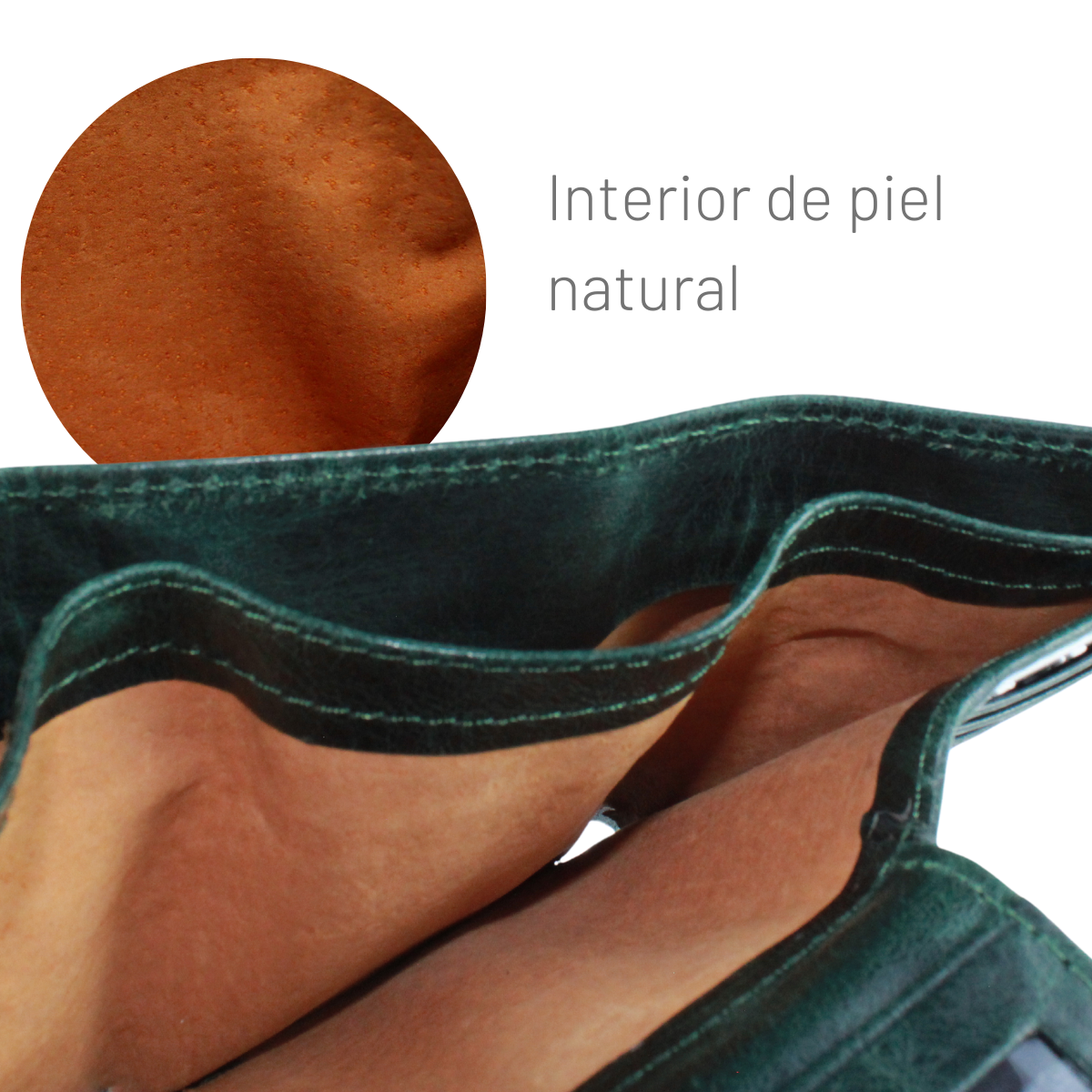 Cartera Hombre Piel Genuina Triple con Identificación Interiores en Piel