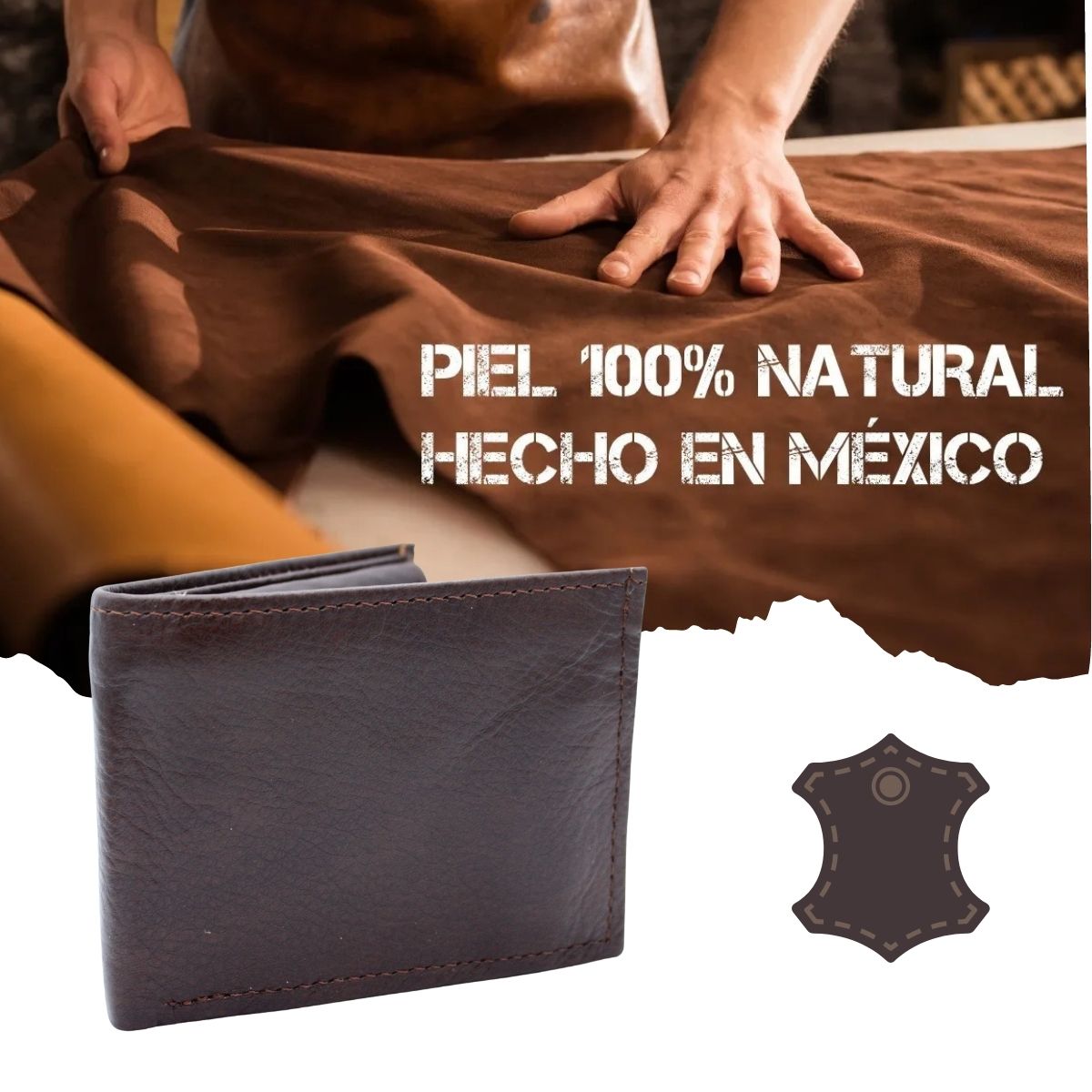 Cartera Hombre Piel Genuina Monedero Interiores en Piel