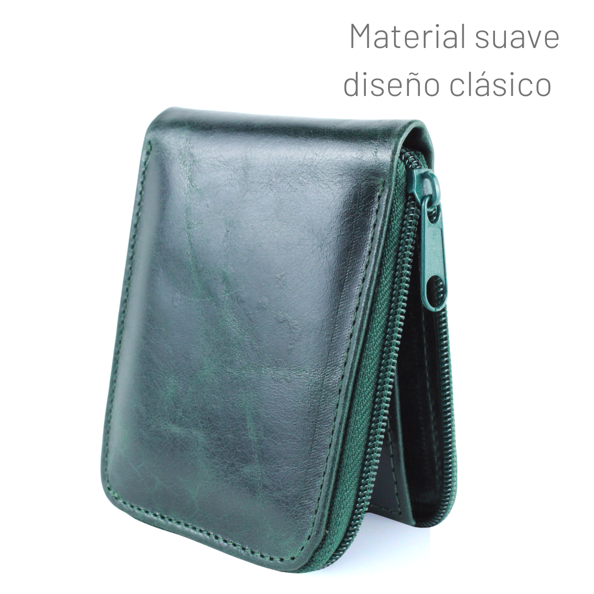 Cartera Hombre Piel Genuina Cierre Seguro Monedas Identificación Interiores en Piel