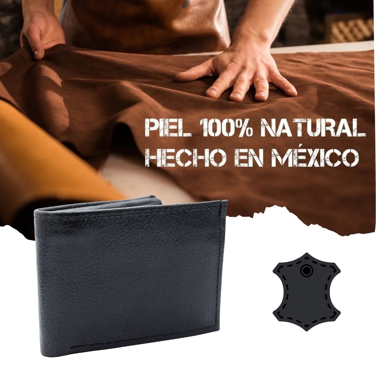 Cartera Hombre Piel Genuina Monedero Interiores en Piel