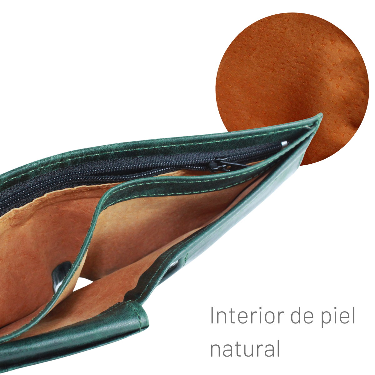 Cartera Hombre Piel Genuina Monedero Interiores en Piel