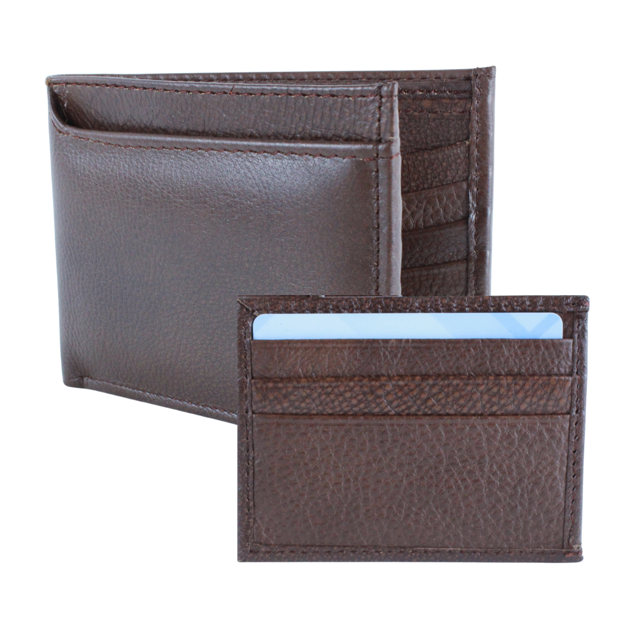 Cartera Hombre Piel Genuina Tarjetero Extraíble Vertical Interiores en Piel