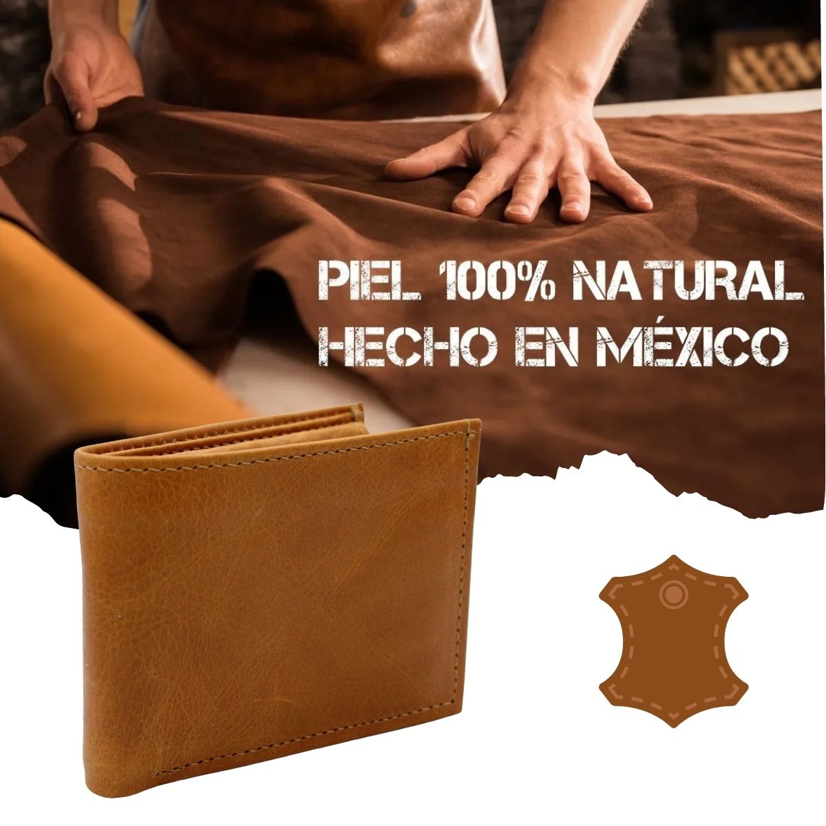 Cartera Hombre Piel Genuina Monedero Interiores en Piel