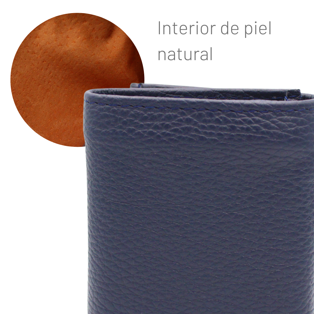 Cartera Hombre Piel Genuina Triple Cierre Interno Interiores en Piel