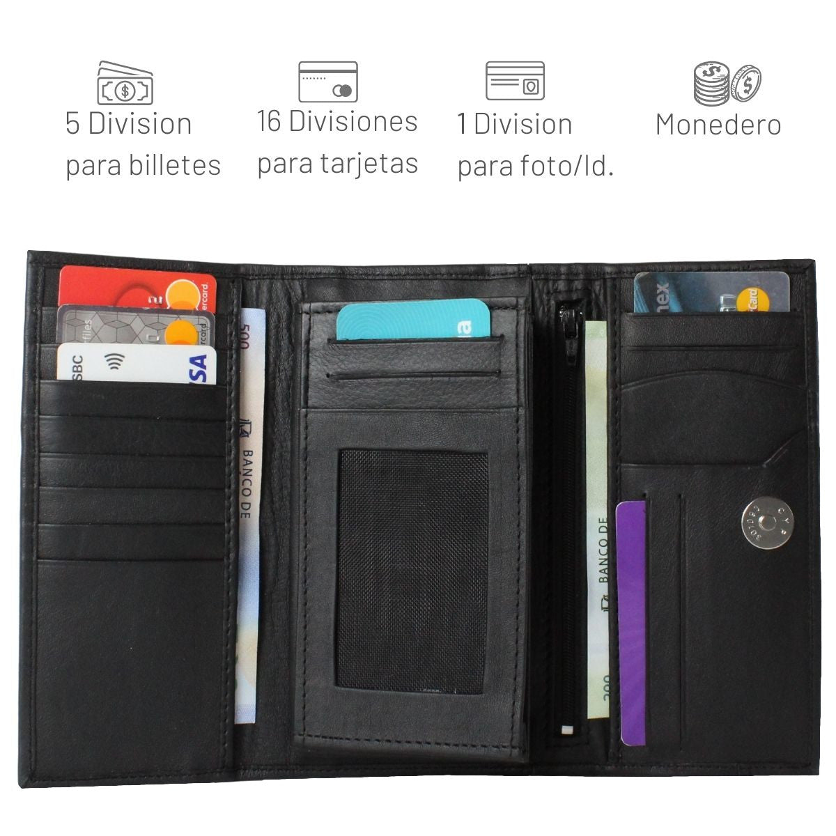 Cartera Mujer Piel Genuina Amplia Interiores en Piel