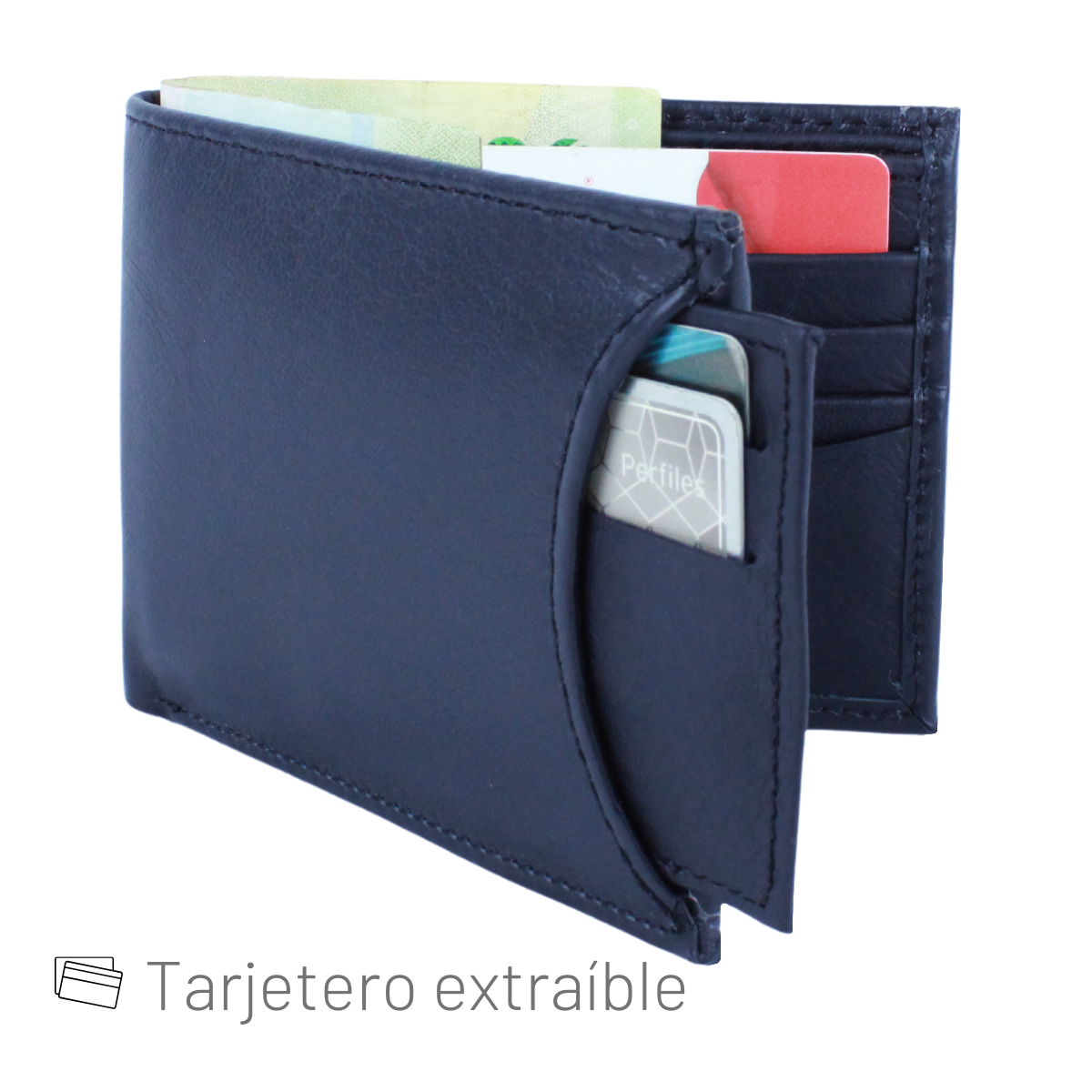 Cartera Hombre Piel Genuina Tarjetero Extraíble Horizontal Interiores en Piel