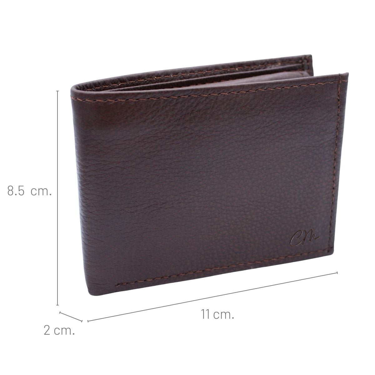 Cartera Hombre Piel Genuina Bifold División Oculta Interiores en Piel