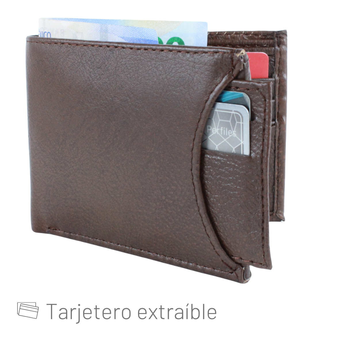 Cartera Hombre Piel Genuina Tarjetero Extraíble Horizontal Interiores en Piel