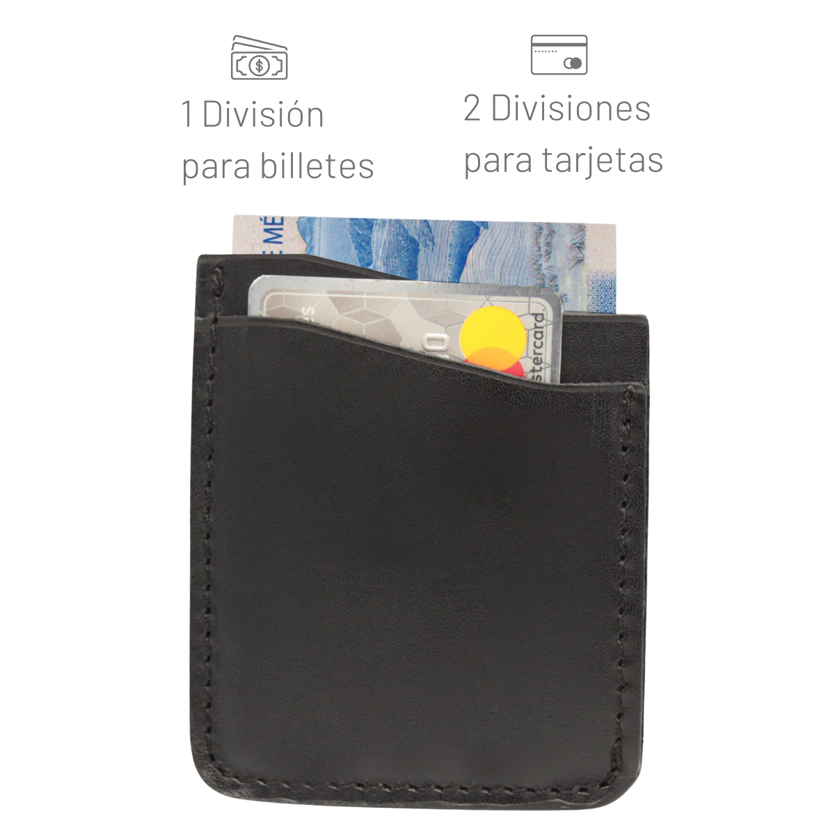 Cartera Tarjetero Piel Genuina Pull Up Minimalista Vertical