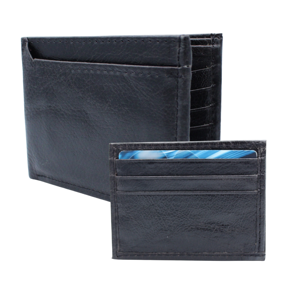 Cartera Hombre Piel Genuina Tarjetero Extraíble Vertical Interiores en Piel