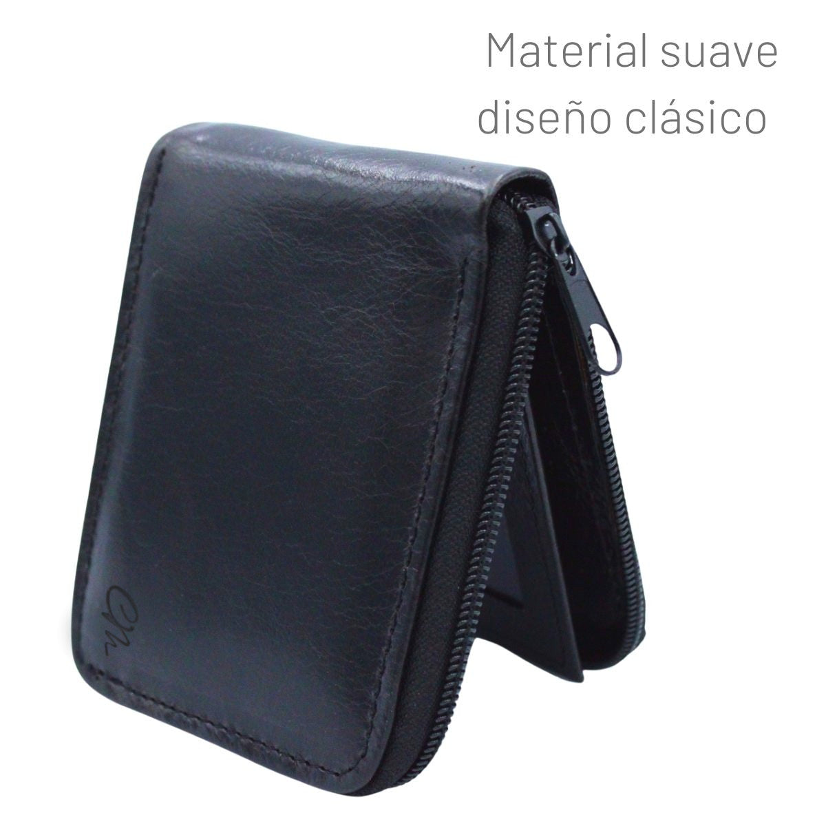 Cartera Hombre Piel Genuina Cierre Seguro Monedas Identificación Interiores en Piel
