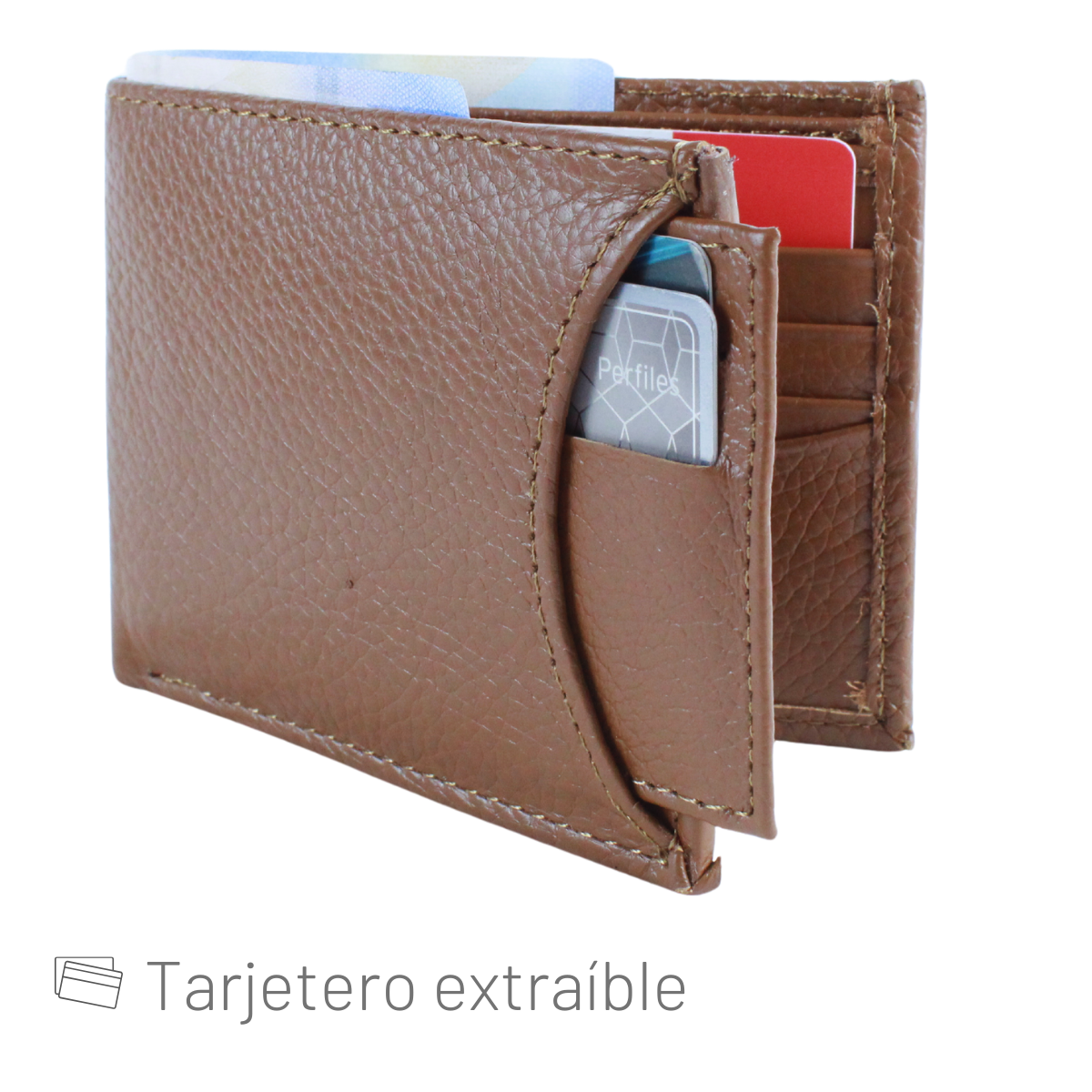Cartera Hombre Piel Genuina Tarjetero Extraíble Horizontal Interiores en Piel