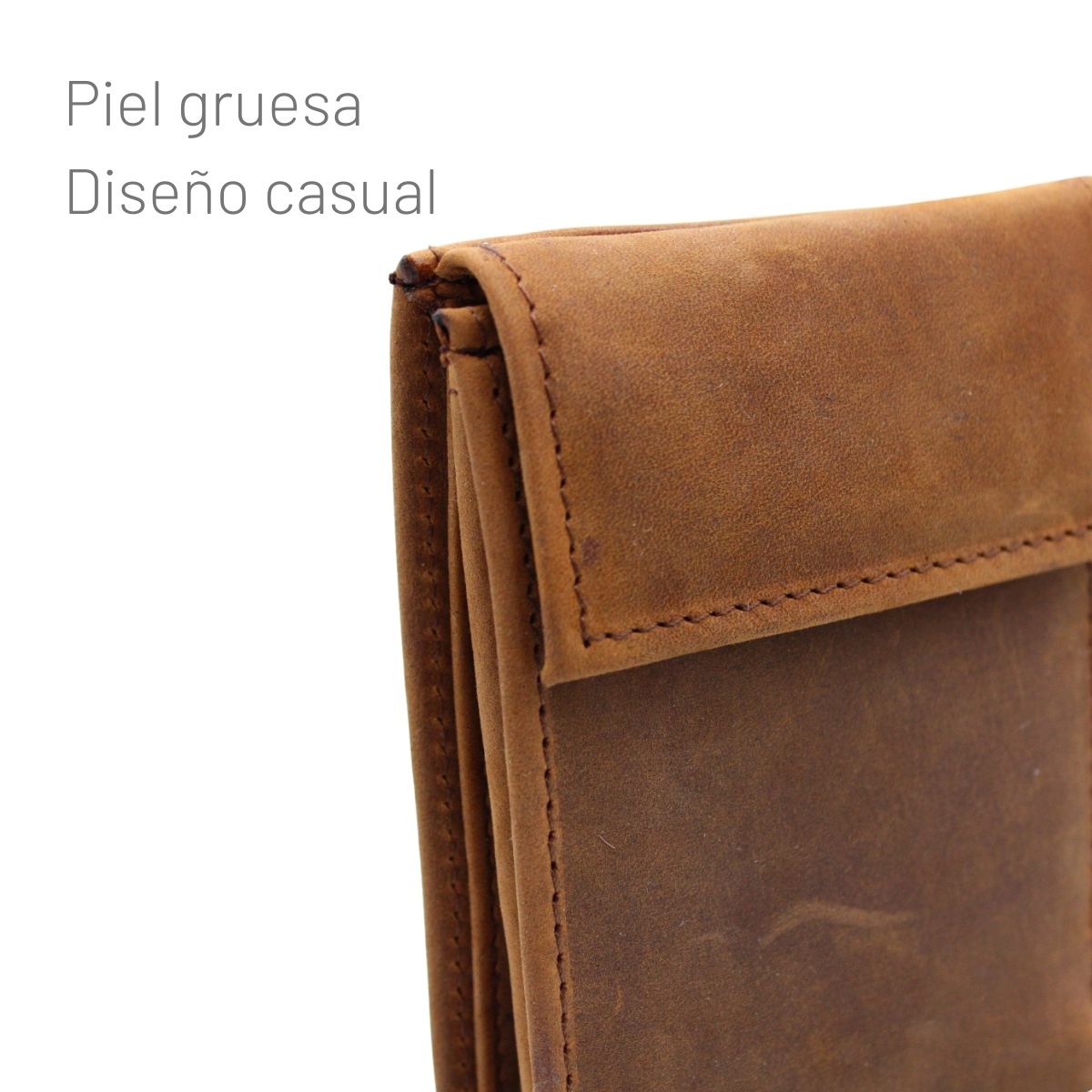 Cartera Hombre Piel Genuina Cierre Velcro Vintage Interiores en Tela