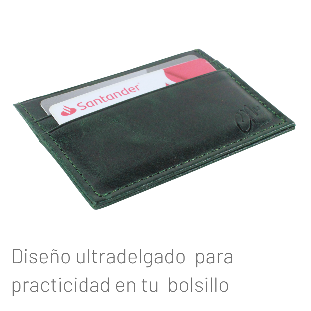 Cartera Tarjetero Piel Genuina Modelo "Recto" Minimalista Interiores en Piel