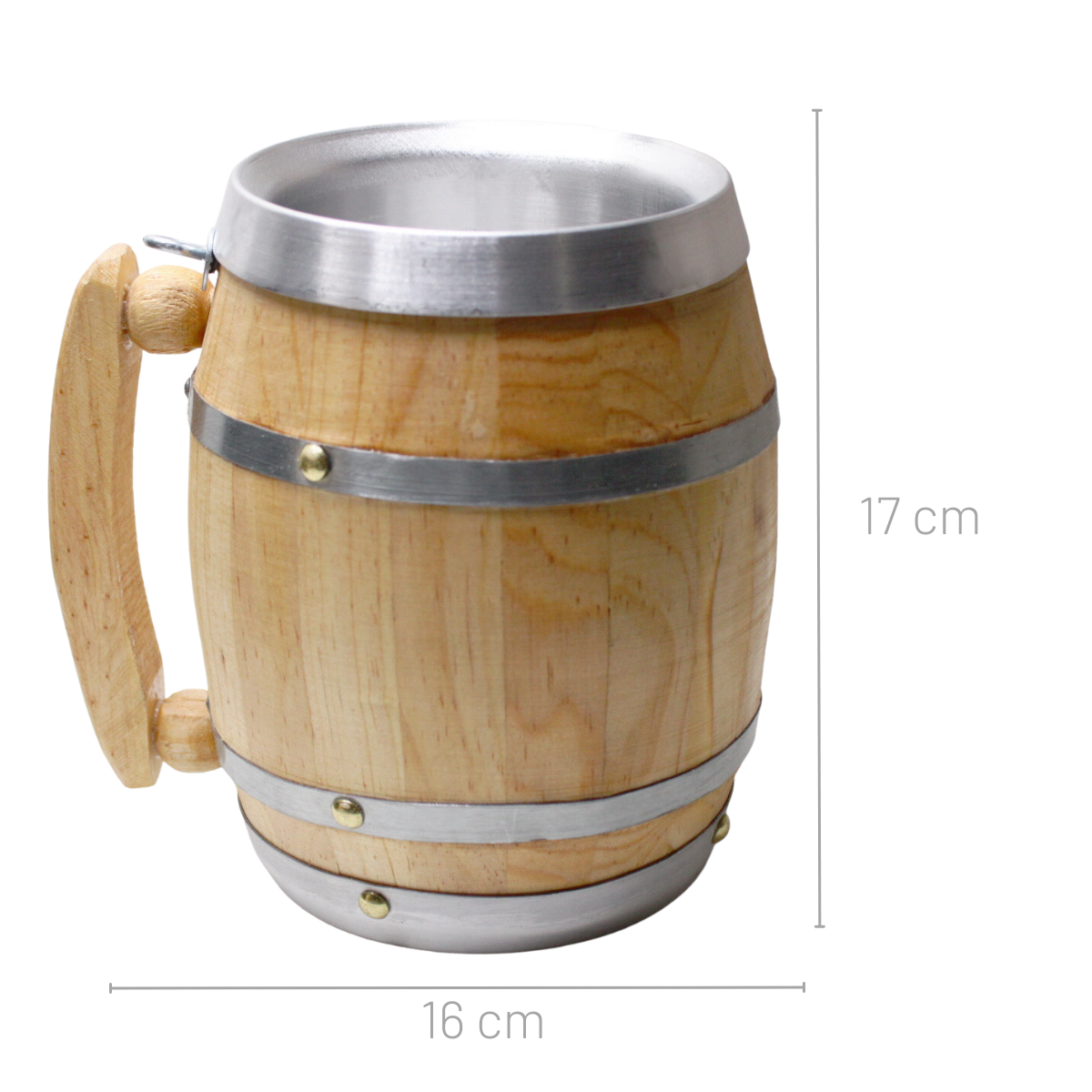 Tarro Cervecero Madera de Pino con Tapa y Popote