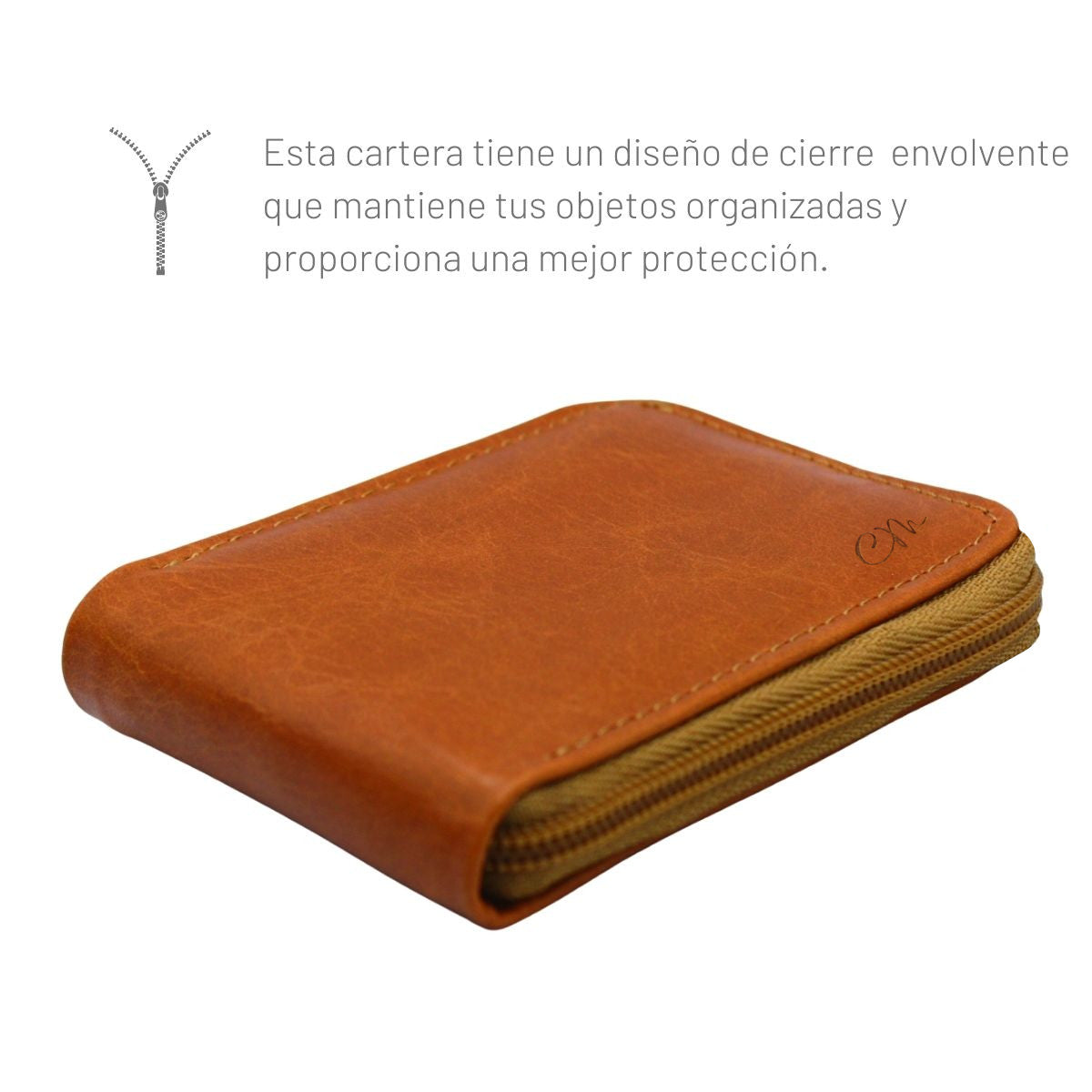 Cartera Hombre Piel Genuina Cierre Seguro Monedas Identificación Interiores en Piel