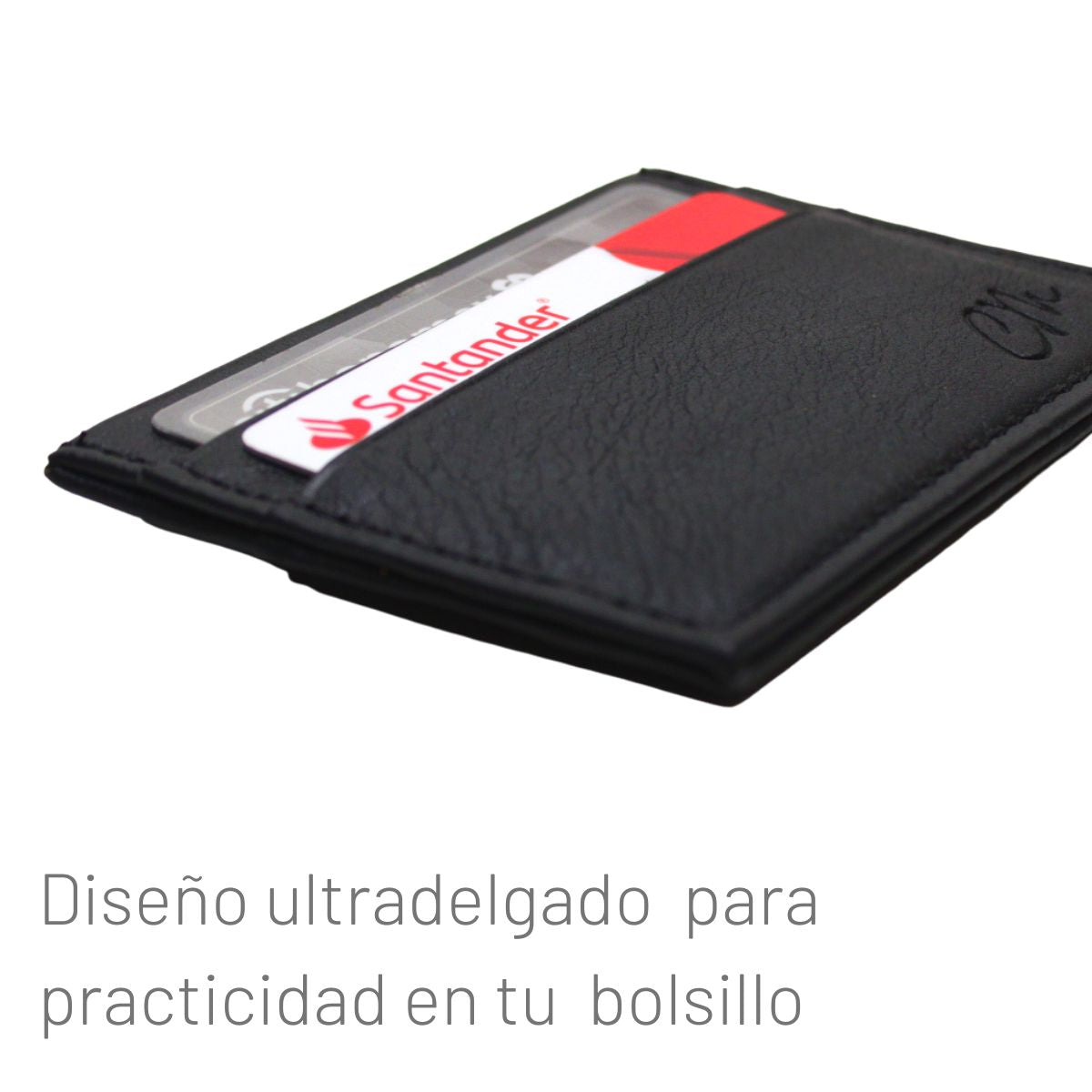Cartera Tarjetero Piel Genuina Modelo "Recto" Minimalista Interiores en Piel