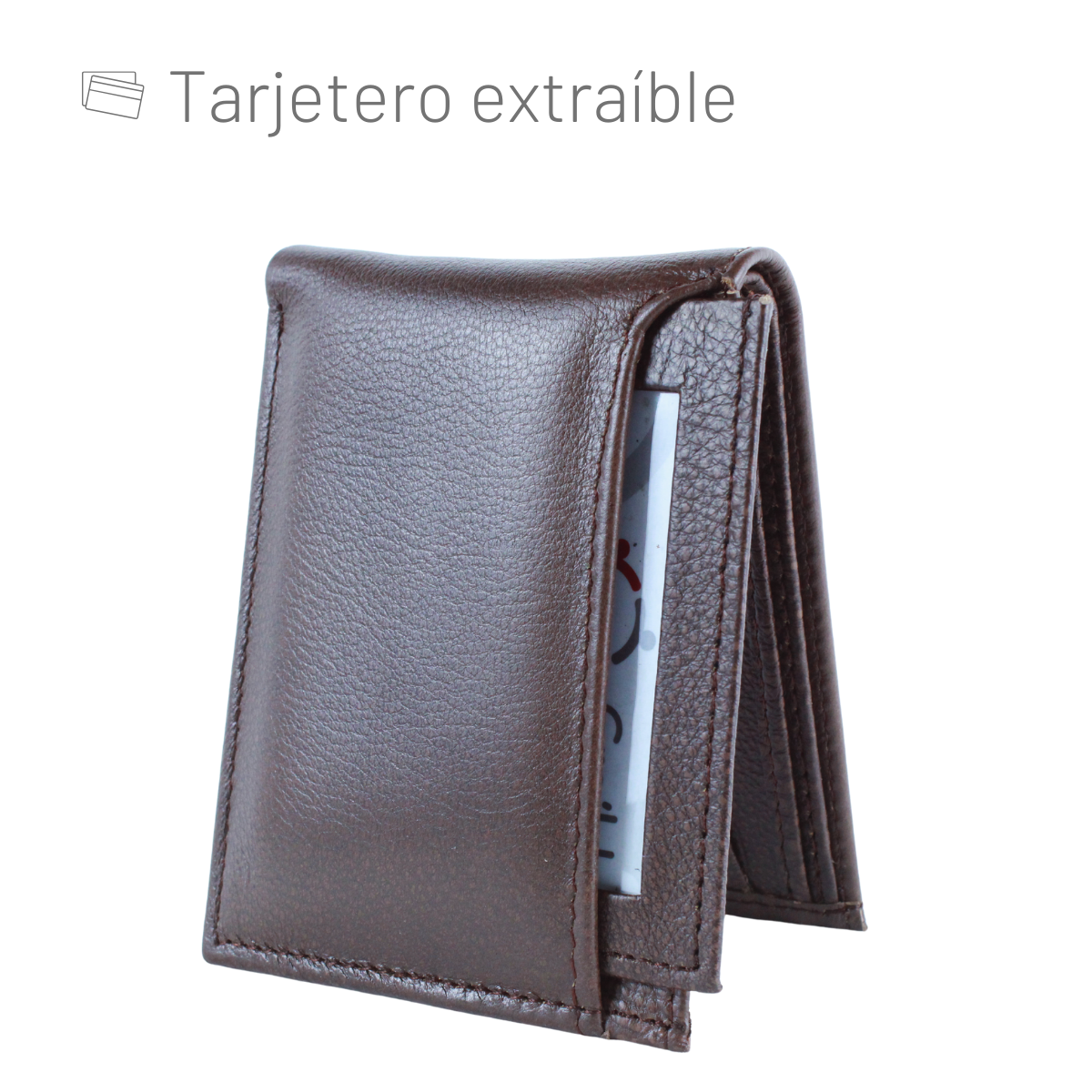Cartera Hombre Piel Genuina Tarjetero Extraíble Vertical Interiores en Piel