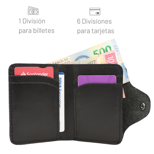 Cartera Hombre Piel Genuina Pull Up Broche Compacto Elegante