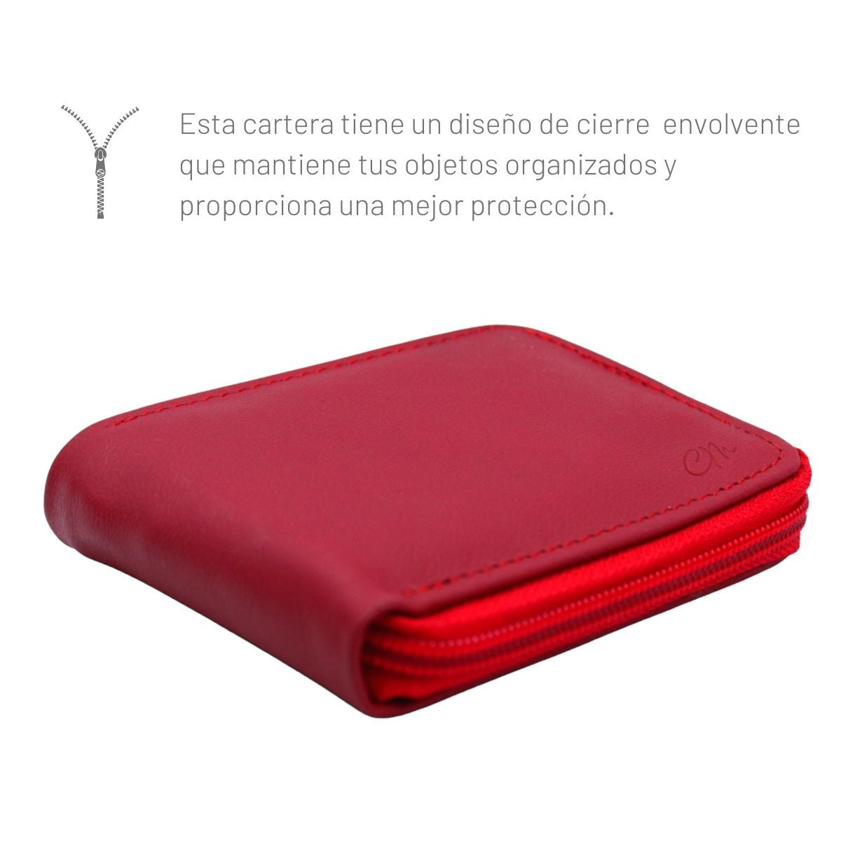 Cartera Hombre Piel Genuina Cierre Seguro Monedas Identificación Interiores en Piel