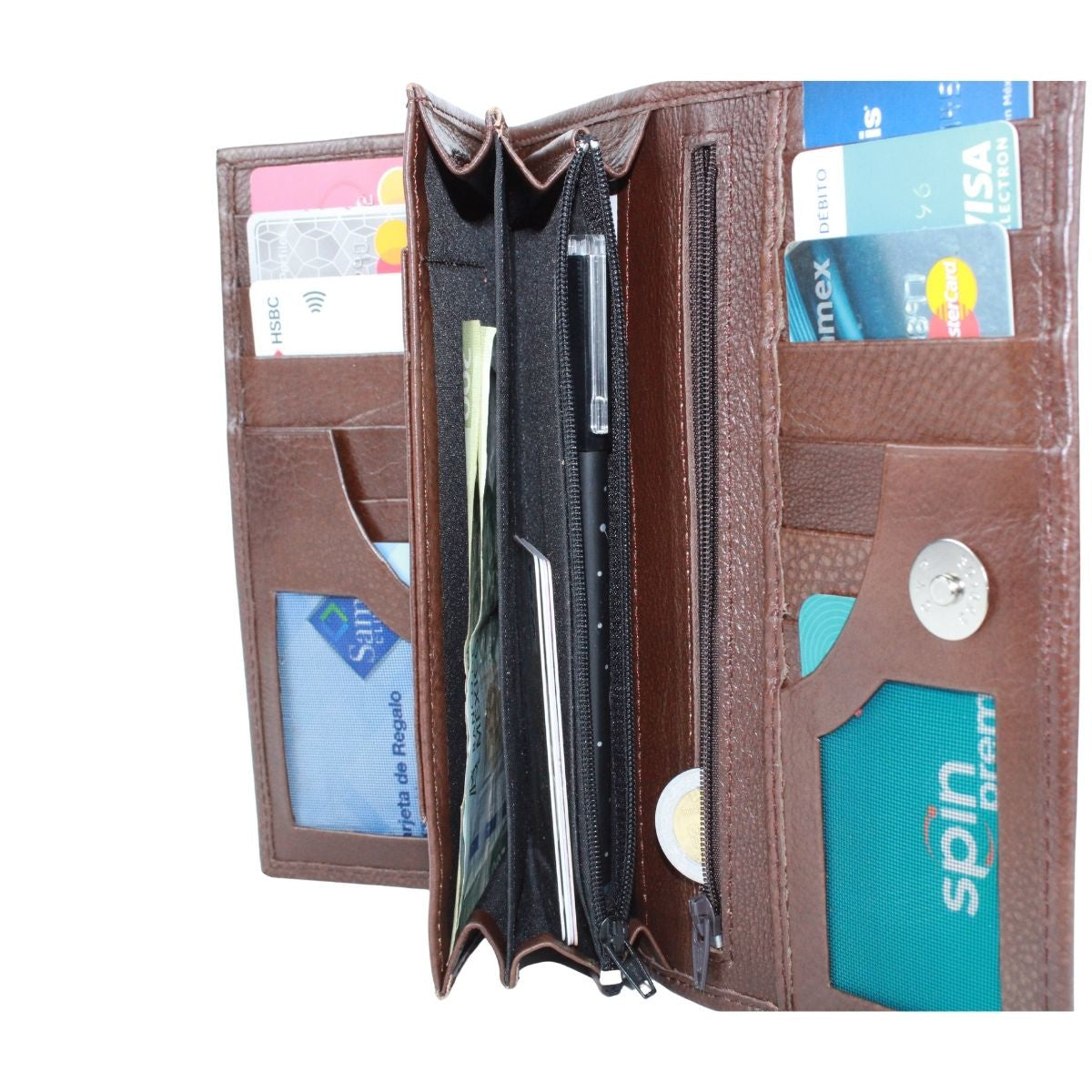 Cartera Mujer Piel Genuina Gran Capacidad Cierre Espejo Interiores en Piel