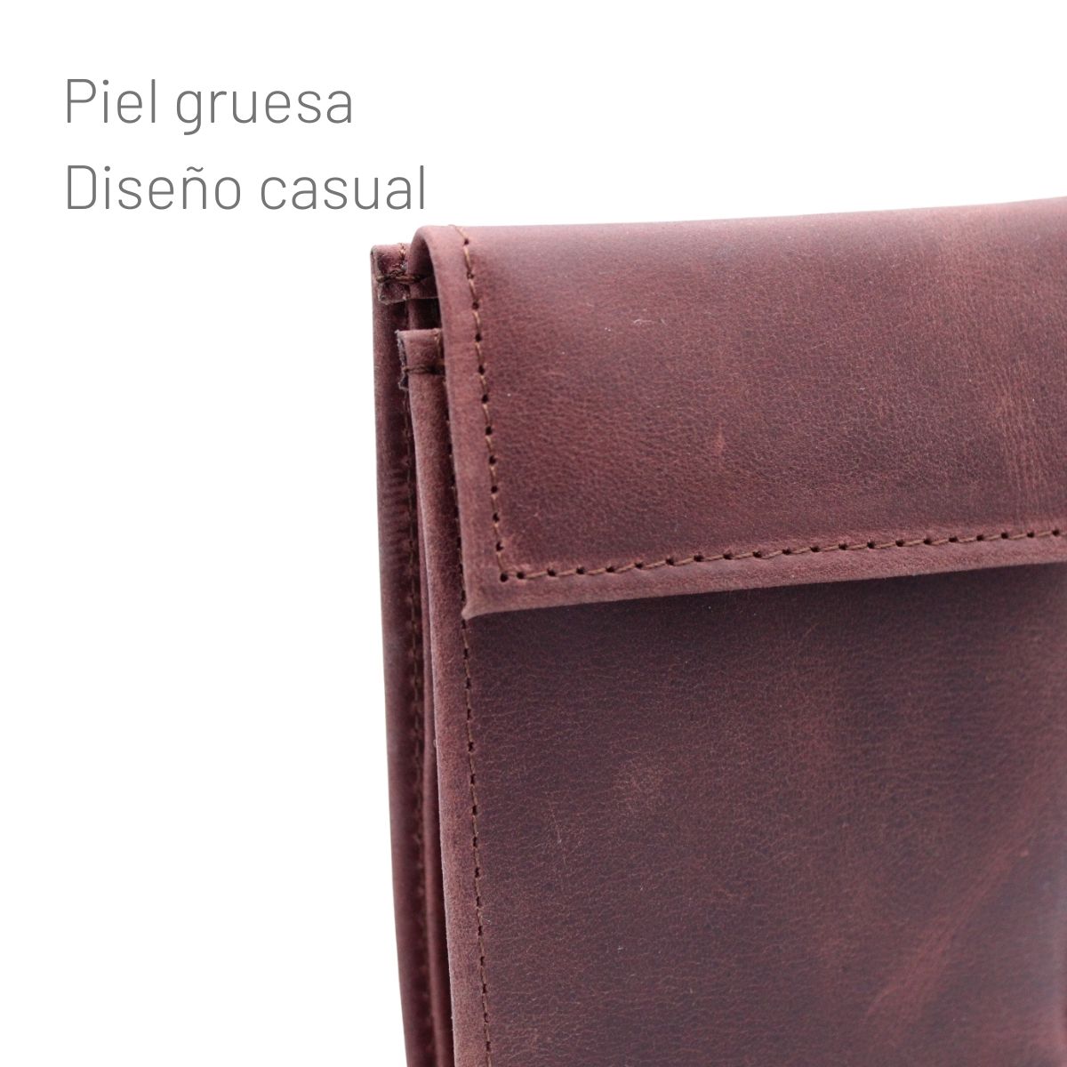 Cartera Hombre Piel Genuina Cierre Velcro Vintage Interiores en Tela
