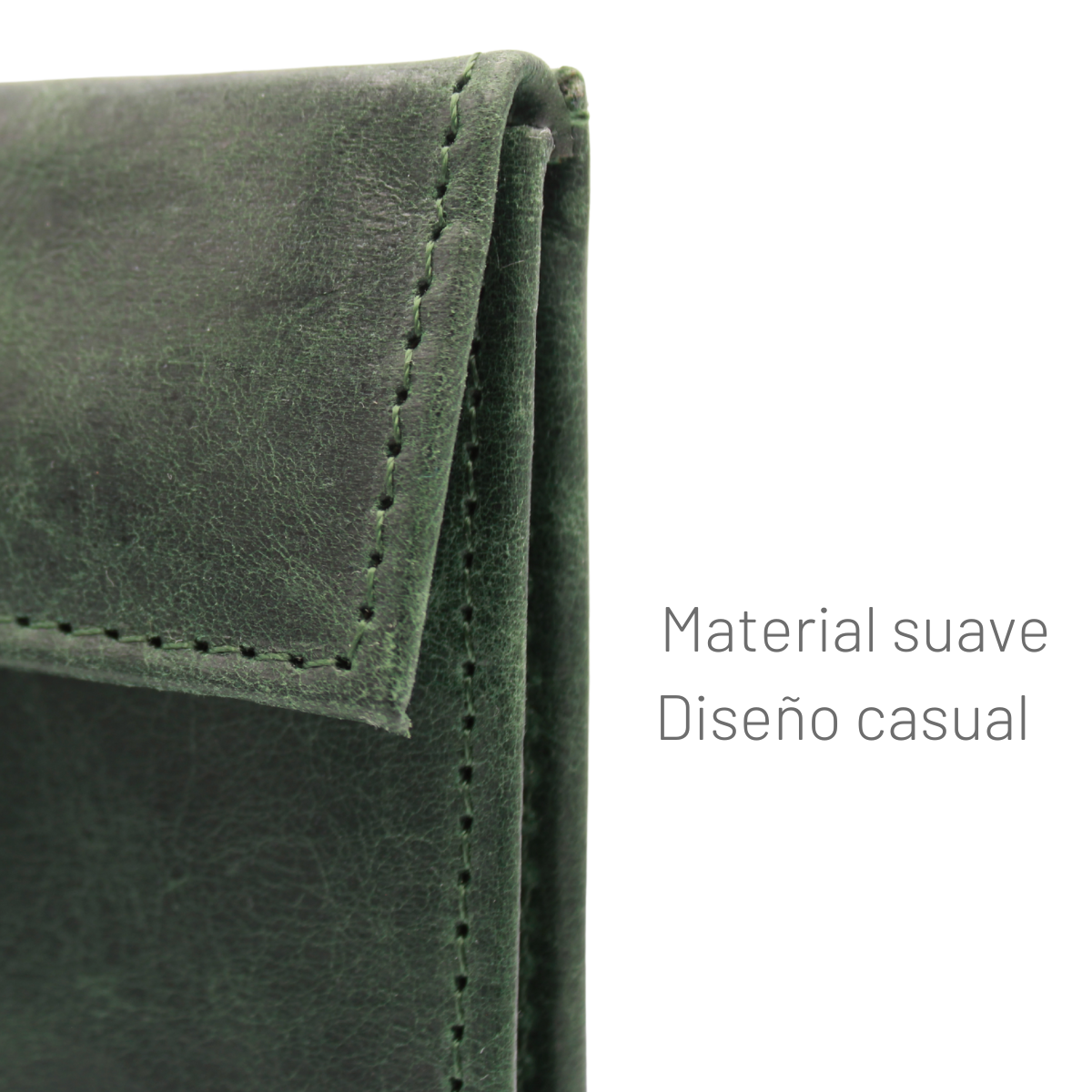 Cartera Hombre Piel Genuina Cierre Velcro Monedero Identificación Interiores en Tela