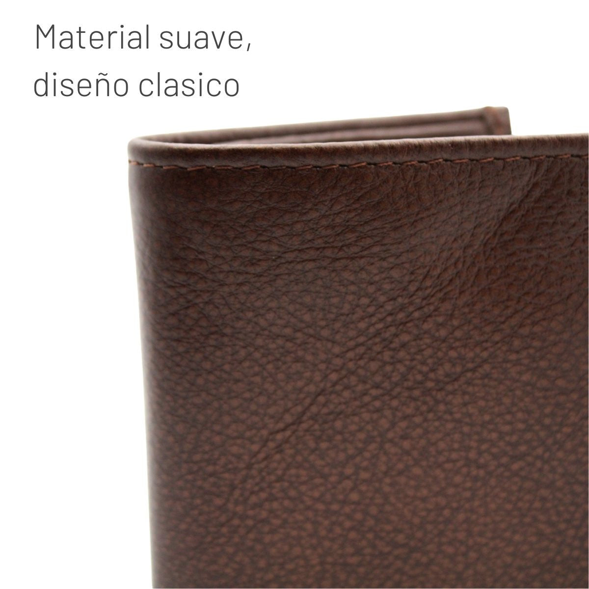 Cartera Hombre Piel Genuina Triple Compacta Interiores en Tela