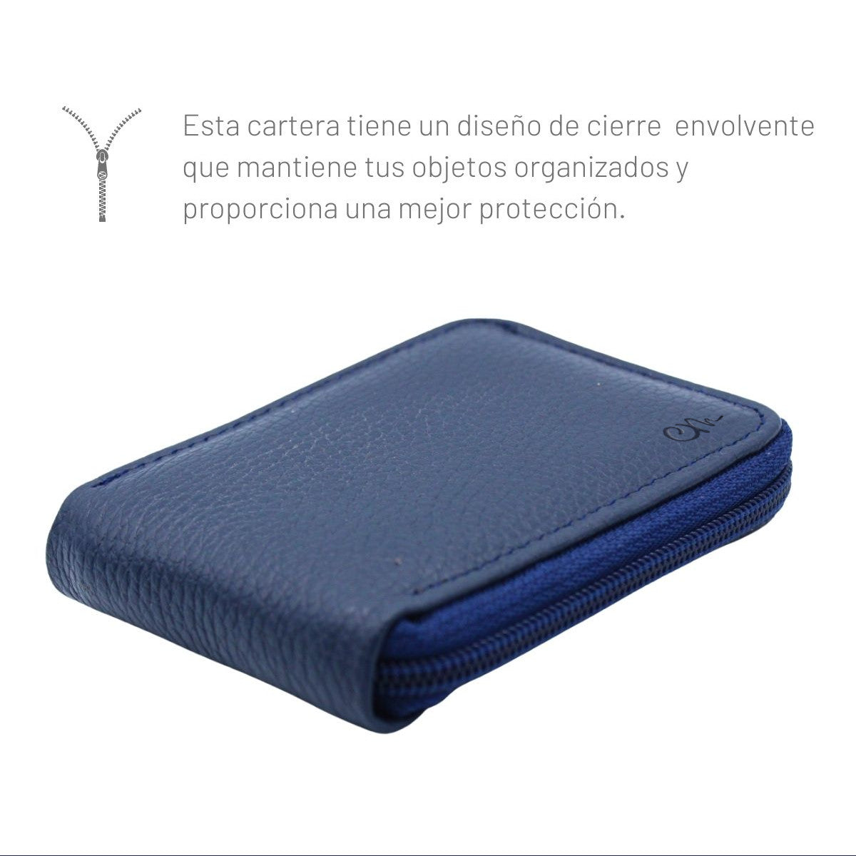 Cartera Hombre Piel Genuina Cierre Seguro Monedas Identificación Interiores en Piel