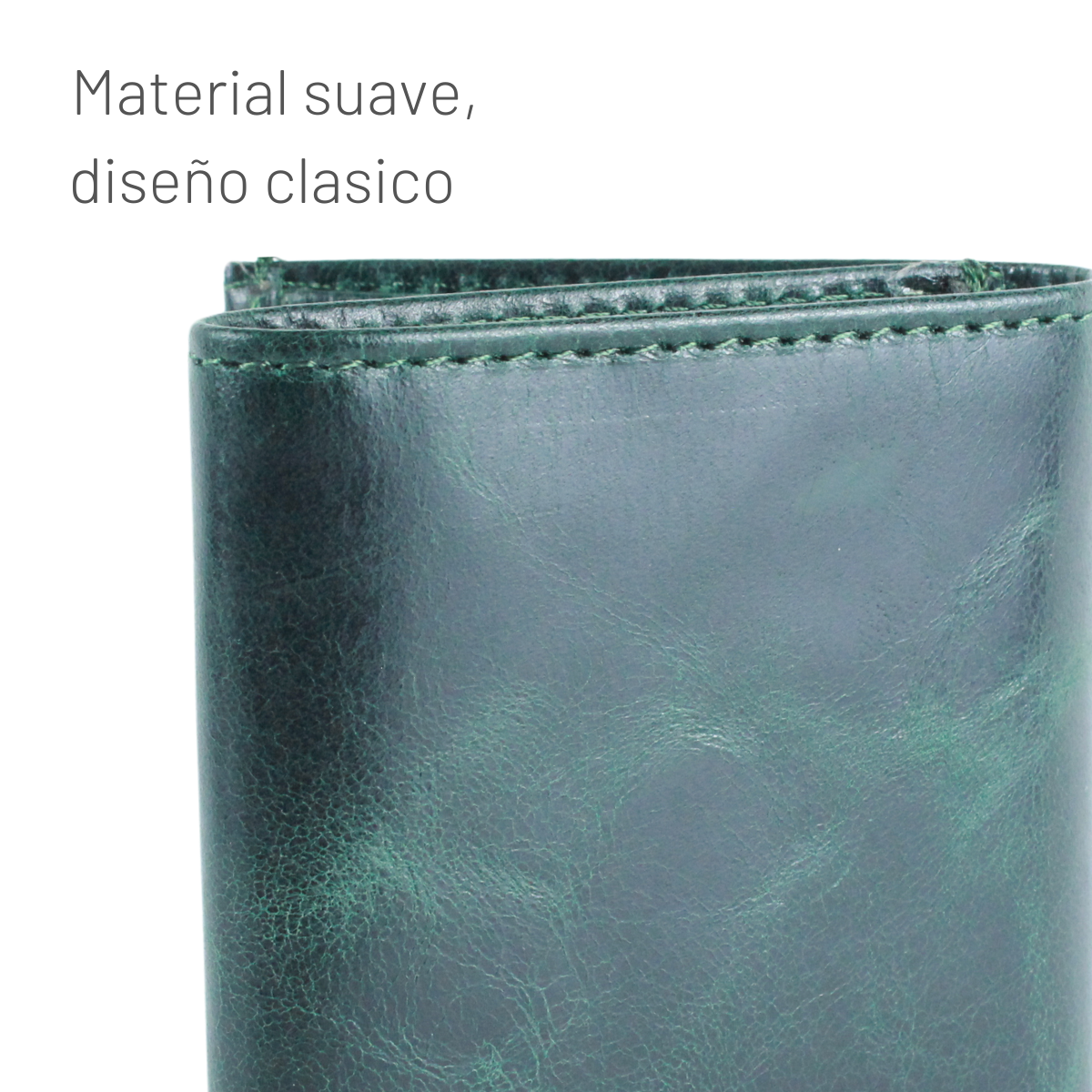 Cartera Hombre Piel Genuina Triple Compacta Interiores en Tela