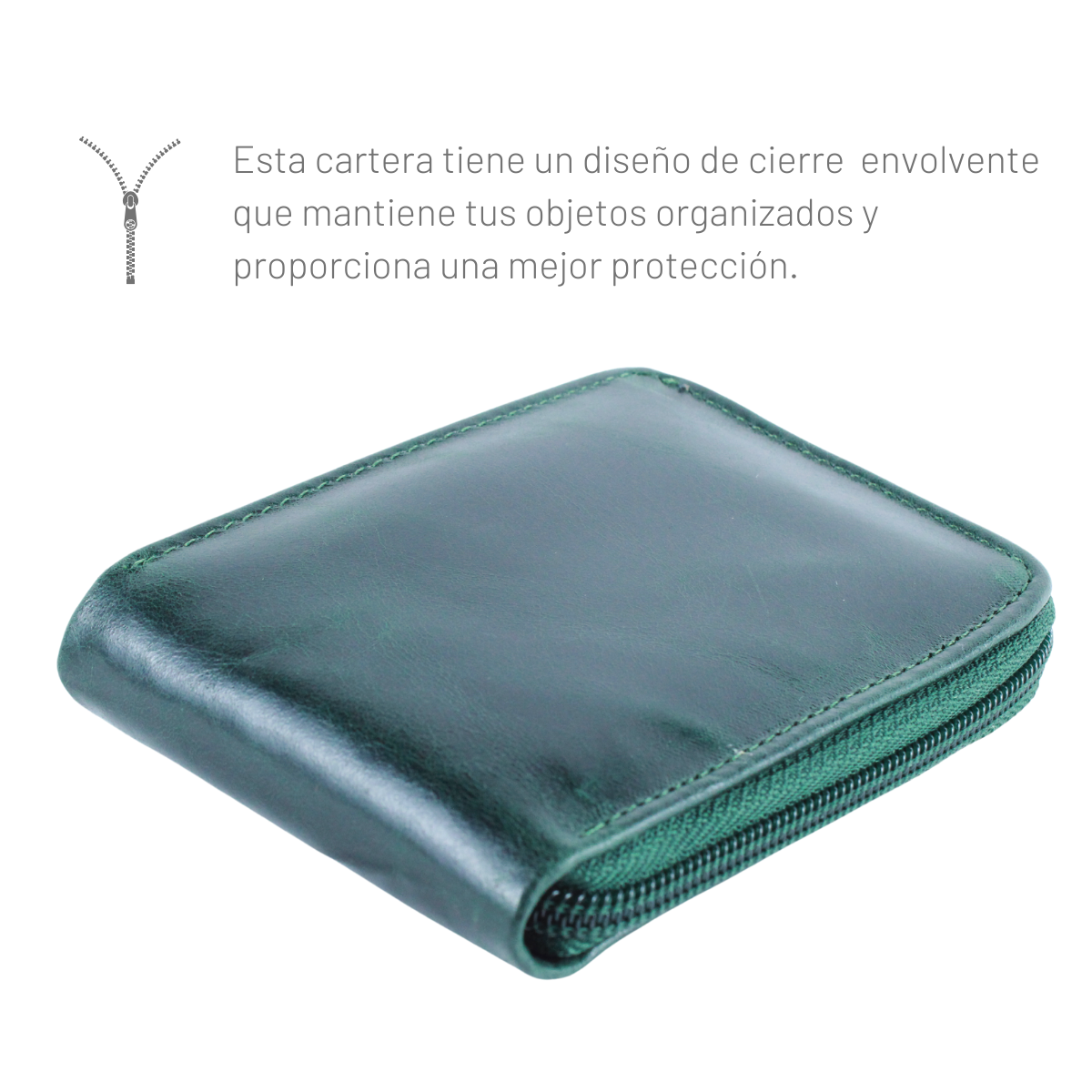 Cartera Hombre Piel Genuina Cierre Seguro Monedas Identificación Interiores en Piel