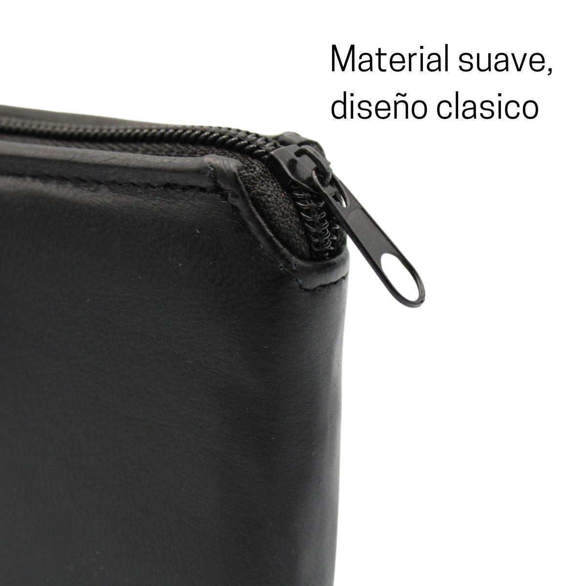 Cartera Hombre Piel Genuina Cierre Seguro Monedas Interiores en Tela