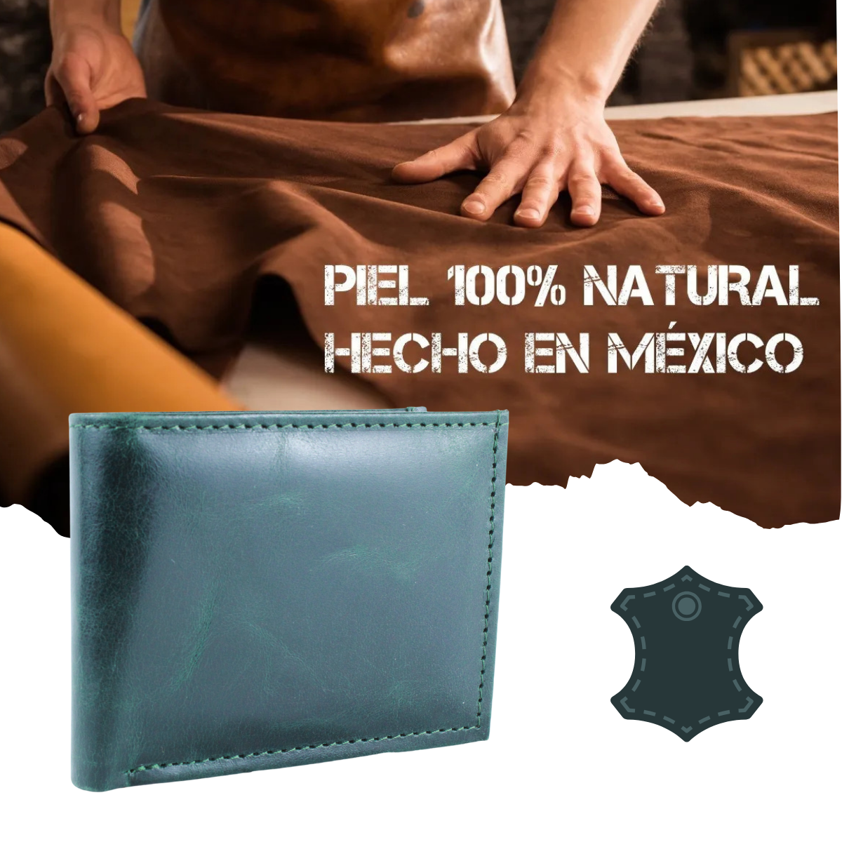 Cartera Hombre Piel Genuina Monedero Interiores en Piel