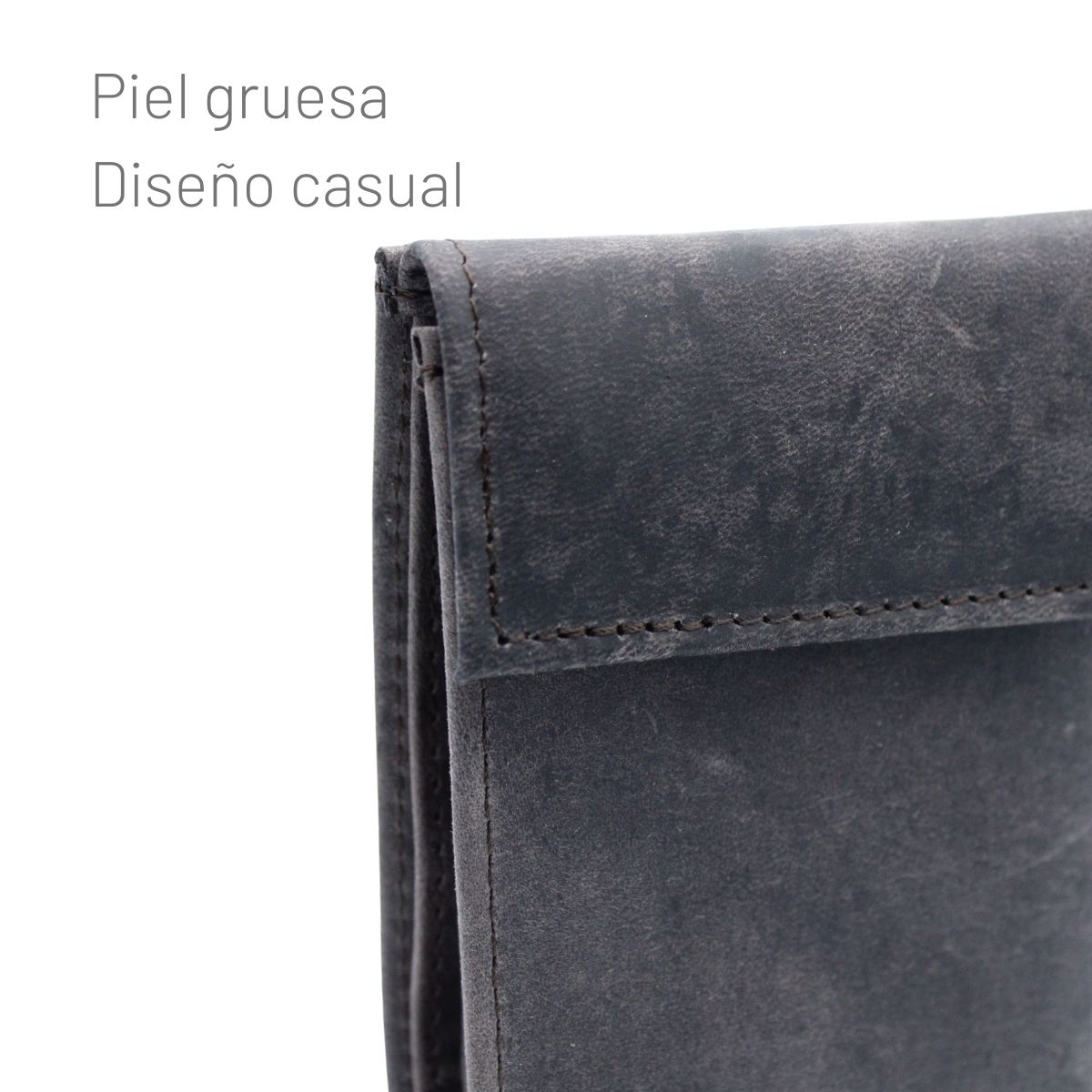 Cartera Hombre Piel Genuina Cierre Velcro Vintage Interiores en Tela
