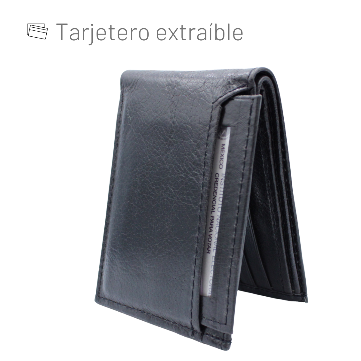 Cartera Hombre Piel Genuina Tarjetero Extraíble Vertical Interiores en Piel