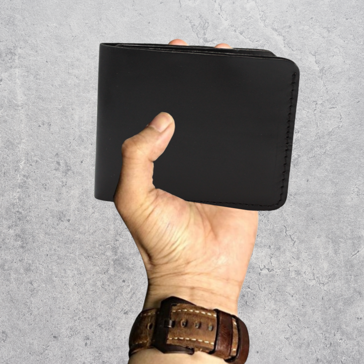 Cartera Hombre Piel Genuina Pull Up Bifold Moderna Compacta
