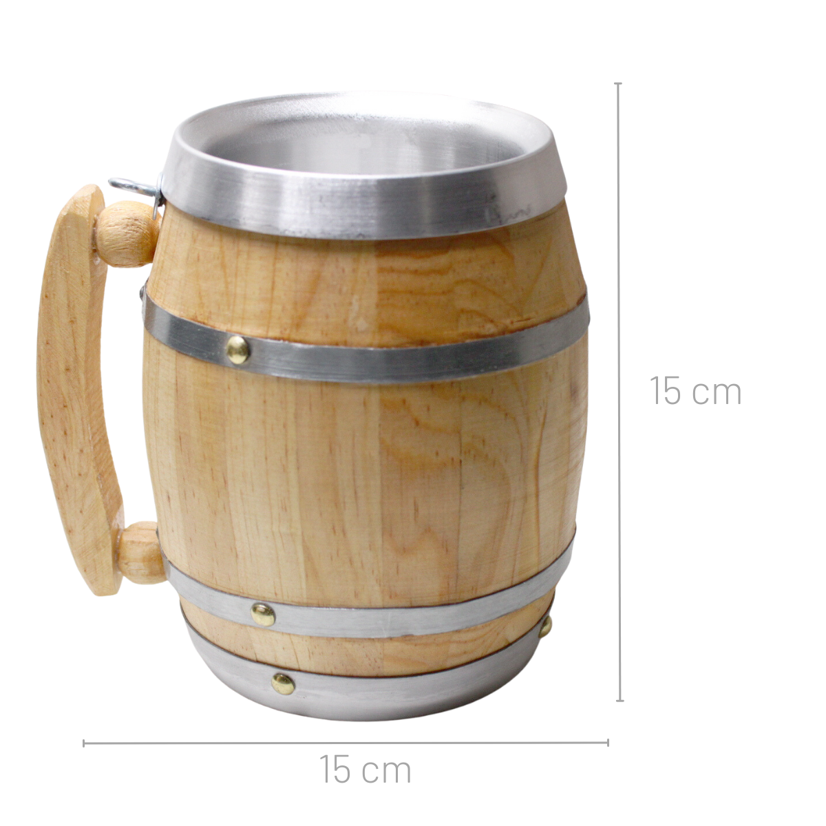 Tarro Cervecero Madera de Pino con Tapa y Popote