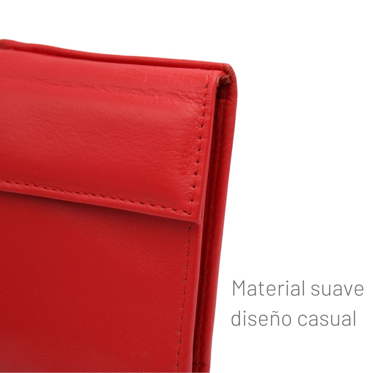 Cartera Hombre Piel Genuina Cierre Velcro Monedero Identificación Interiores en Tela