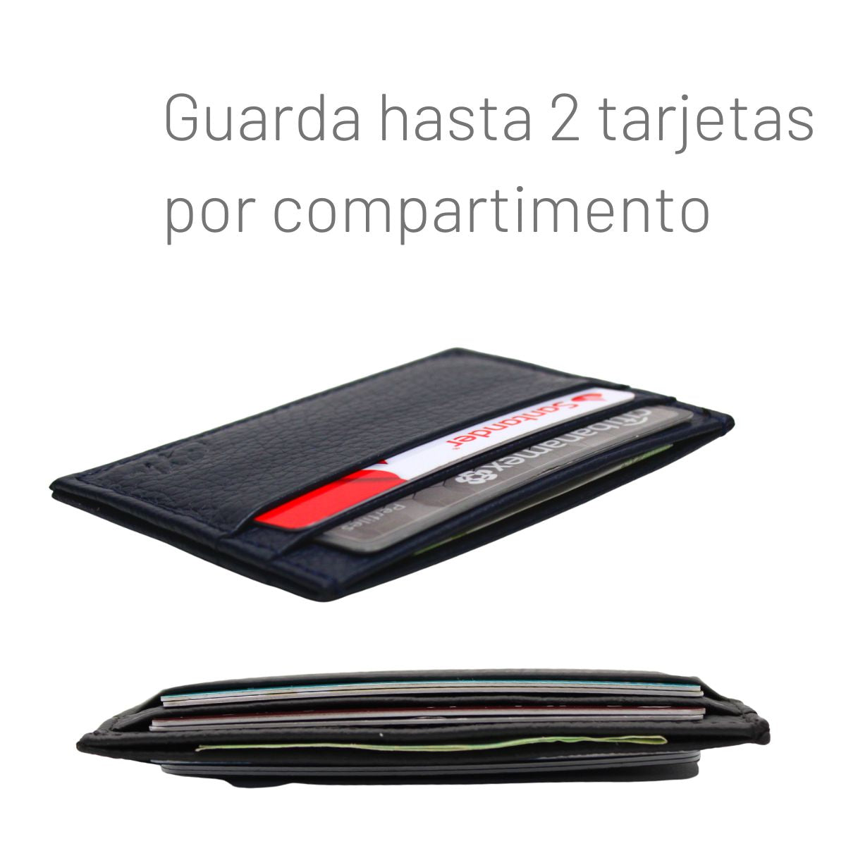 Cartera Tarjetero Piel Genuina Modelo "Recto" Minimalista Interiores en Piel