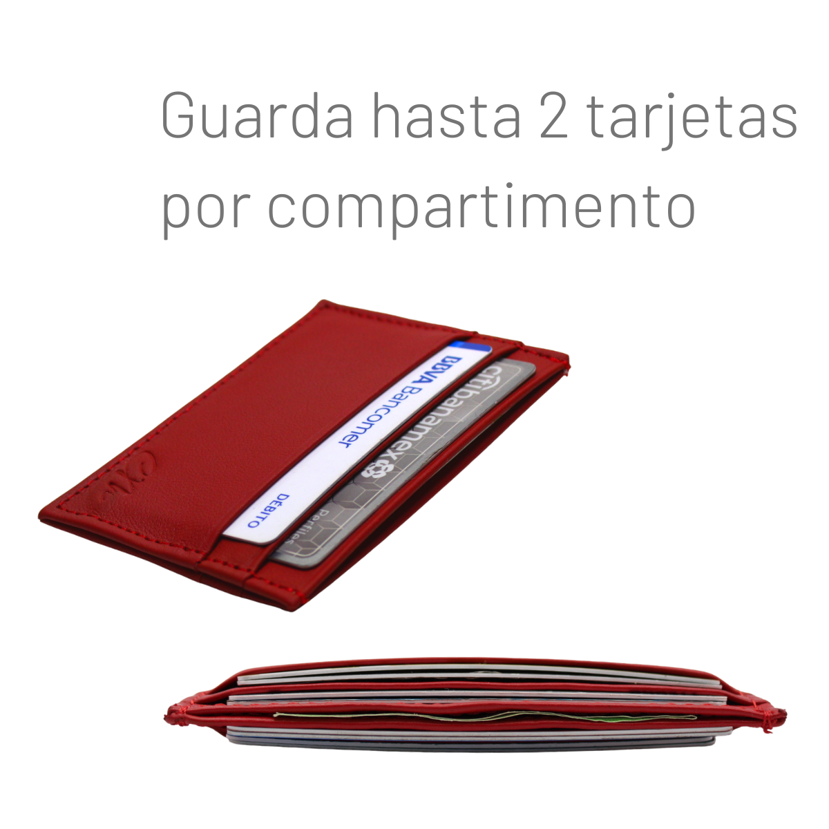 Cartera Tarjetero Piel Genuina Modelo "Recto" Minimalista Interiores en Piel