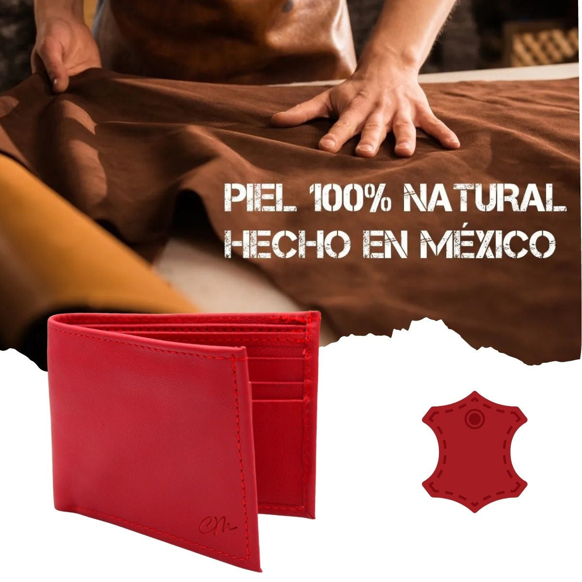 Cartera Hombre Piel Genuina Bifold Compartimento Secreto Interiores en Tela