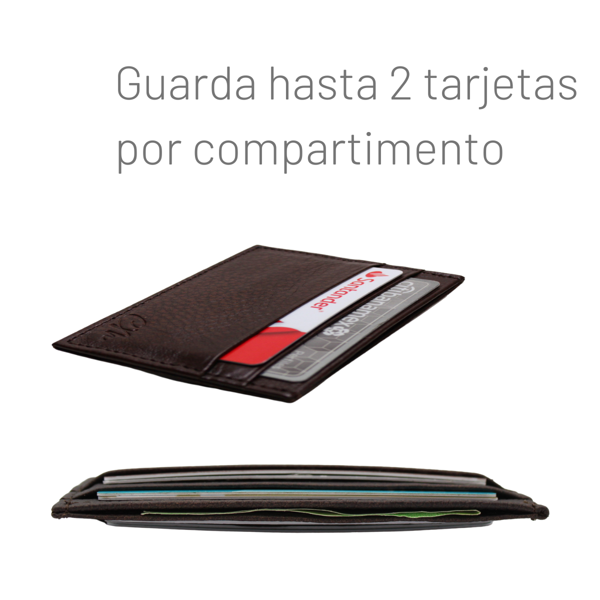 Cartera Tarjetero Piel Genuina Modelo "Recto" Minimalista Interiores en Piel