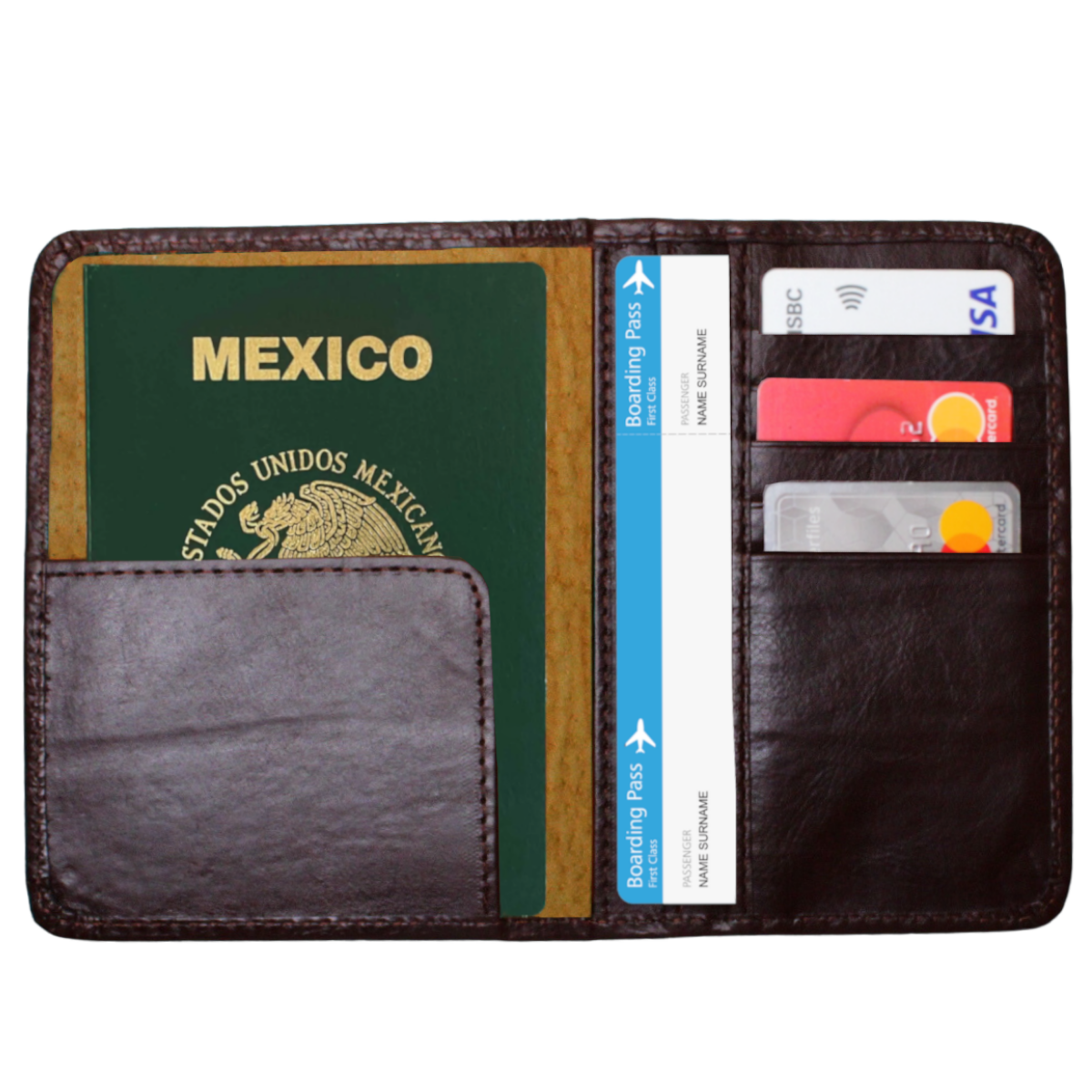 Cartera Tarjetero Porta Pasaporte Piel Genuina Interiores en Piel