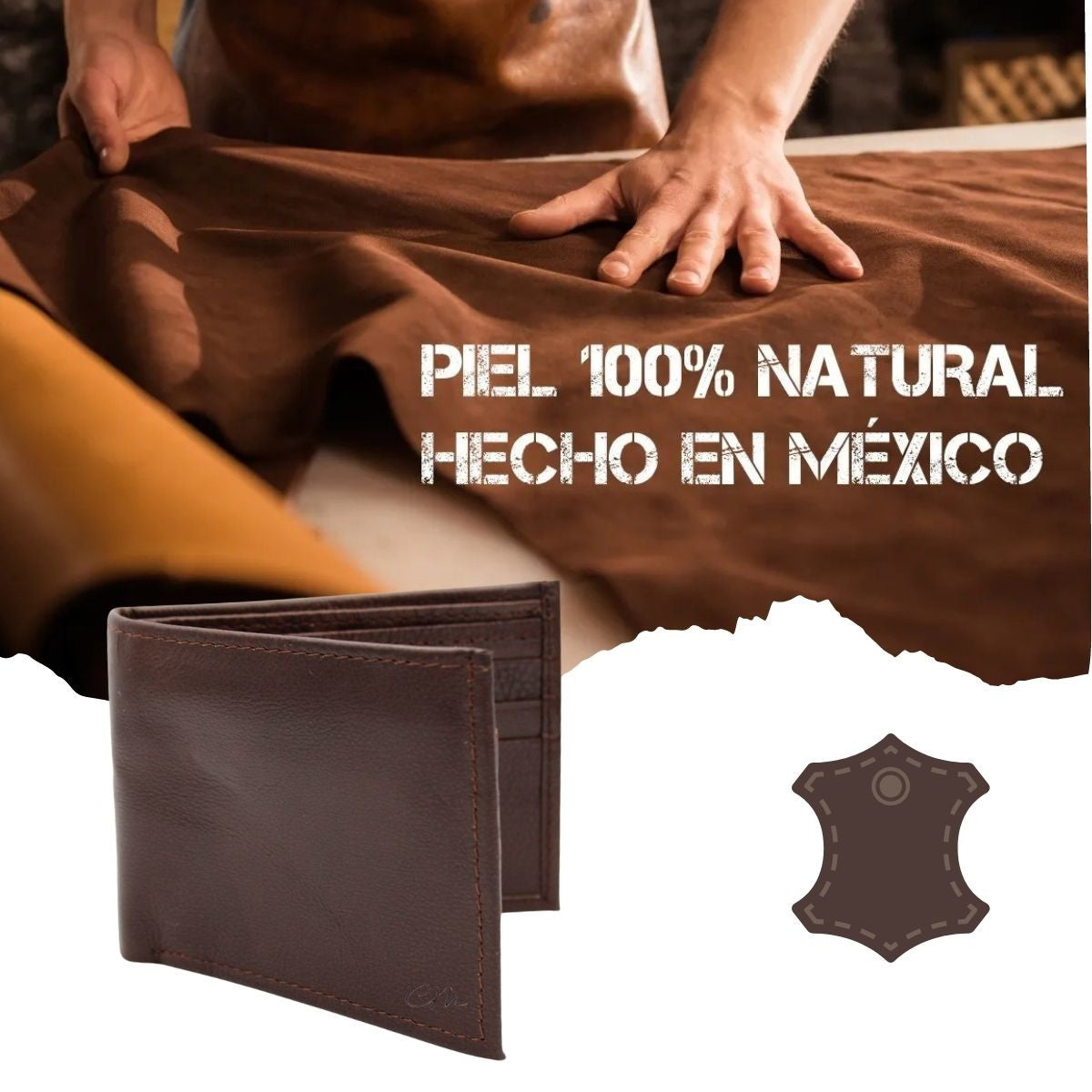 Cartera Hombre Piel Genuina Bifold Compartimento Secreto Interiores en Tela
