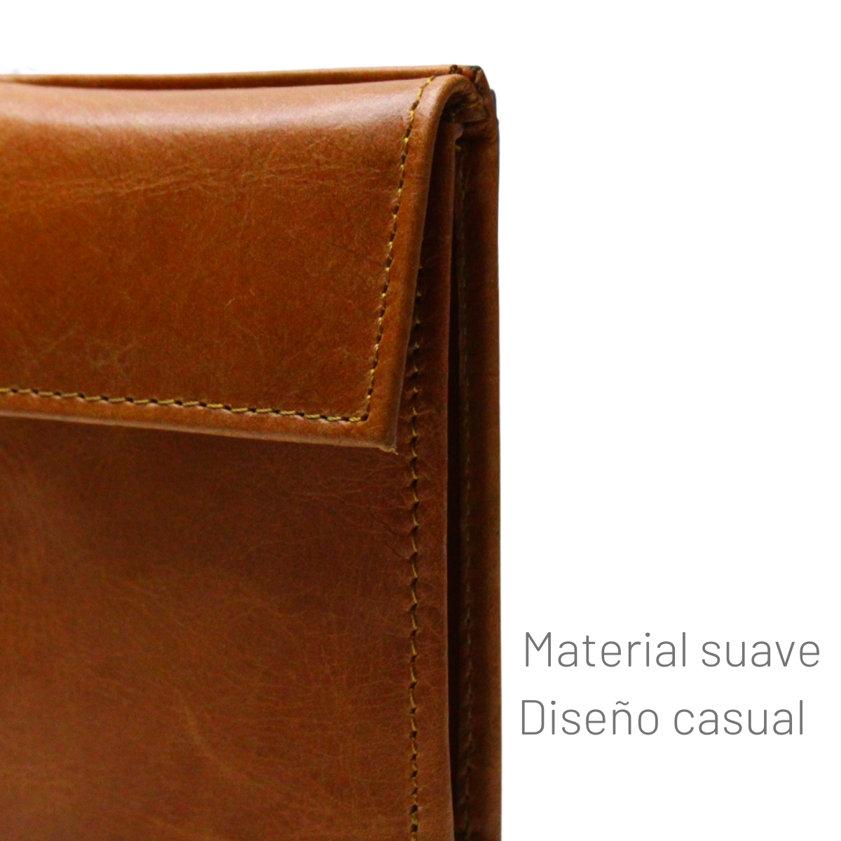Cartera Hombre Piel Genuina Cierre Velcro Monedero Identificación Interiores en Tela